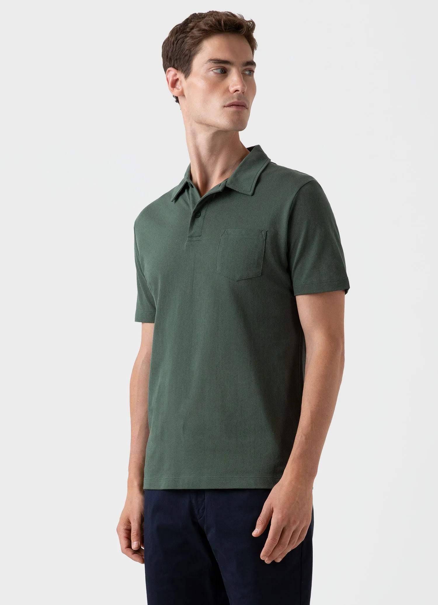 Men's Riviera Polo Shirt in Dark Green sold by Sunspel product image thumbnail 2