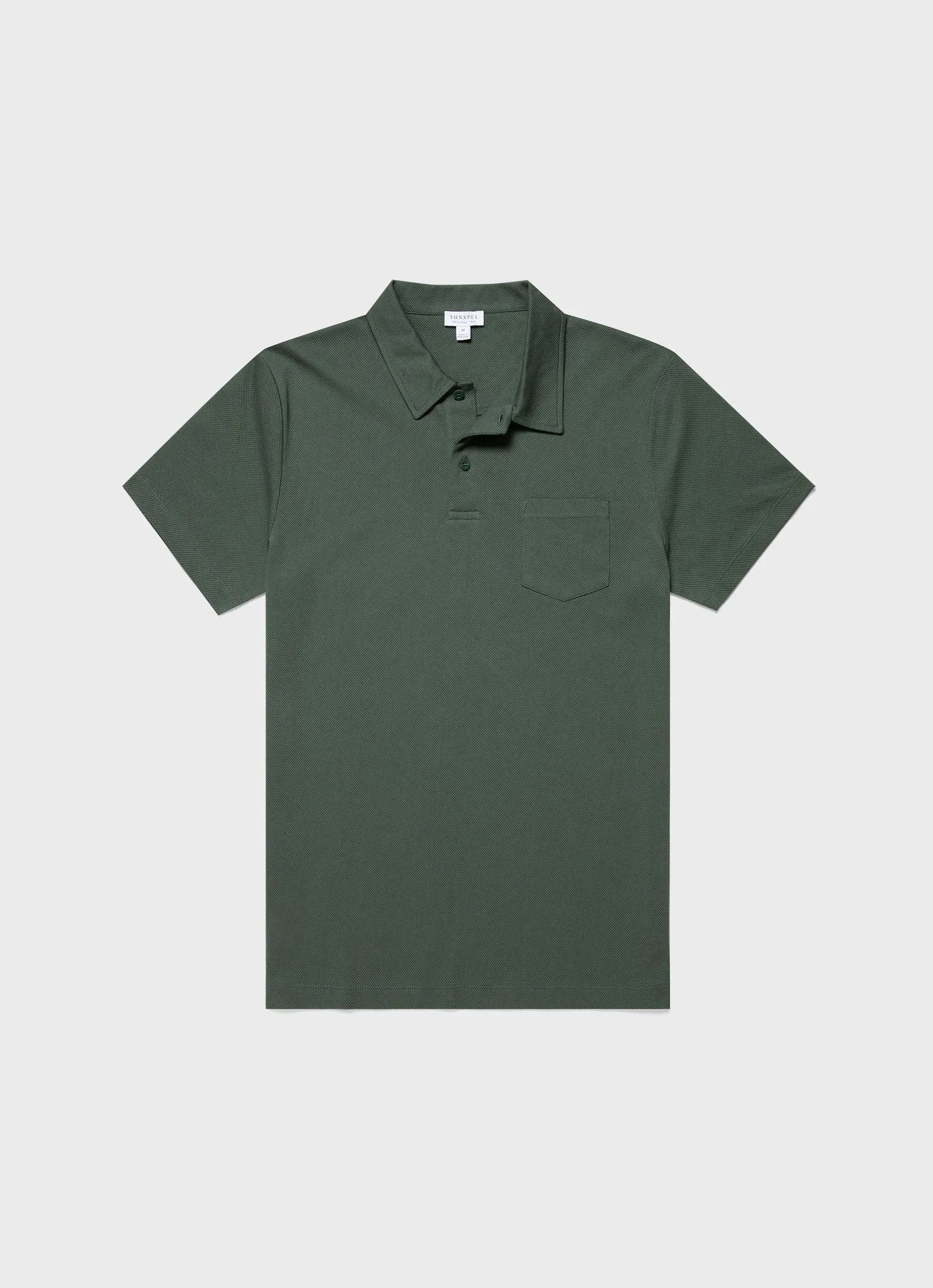 Men's Riviera Polo Shirt in Dark Green sold by Sunspel