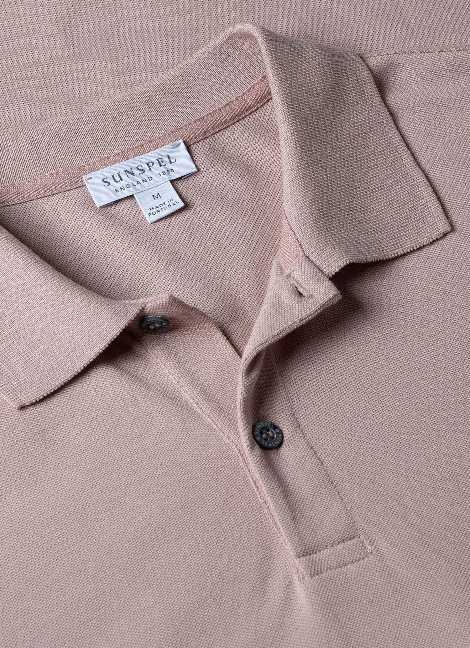 Men's Piqué Polo Shirt in Pale Pink sold by Sunspel product image thumbnail 4