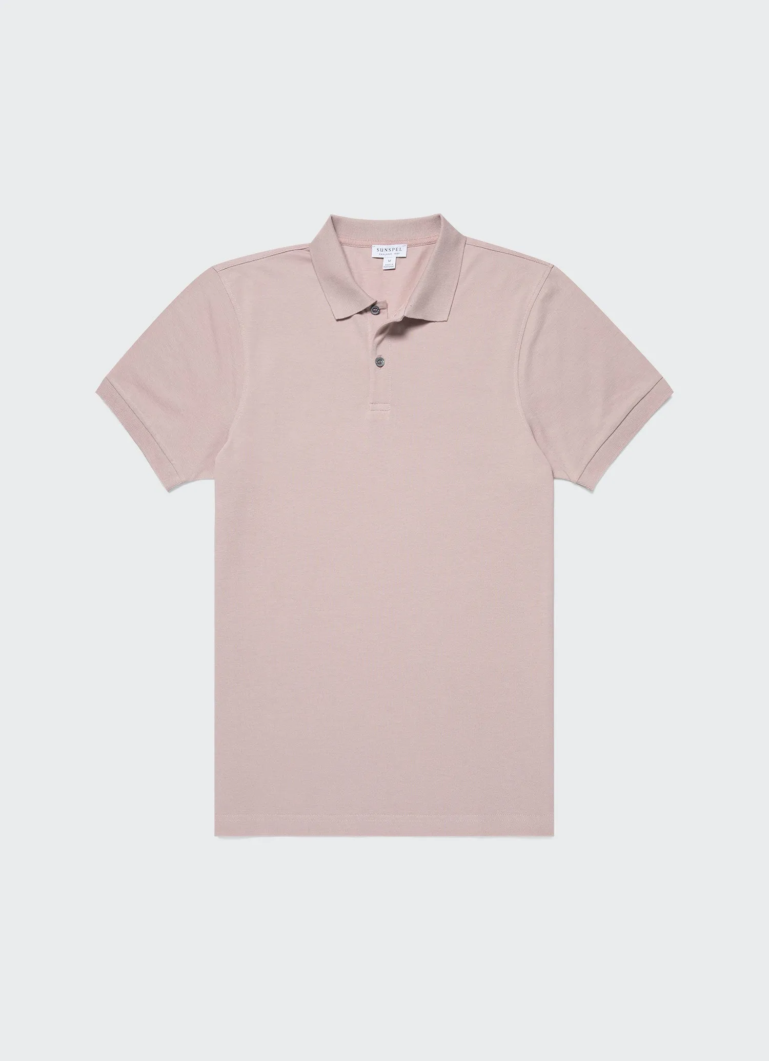 Men's Piqué Polo Shirt in Pale Pink sold by Sunspel