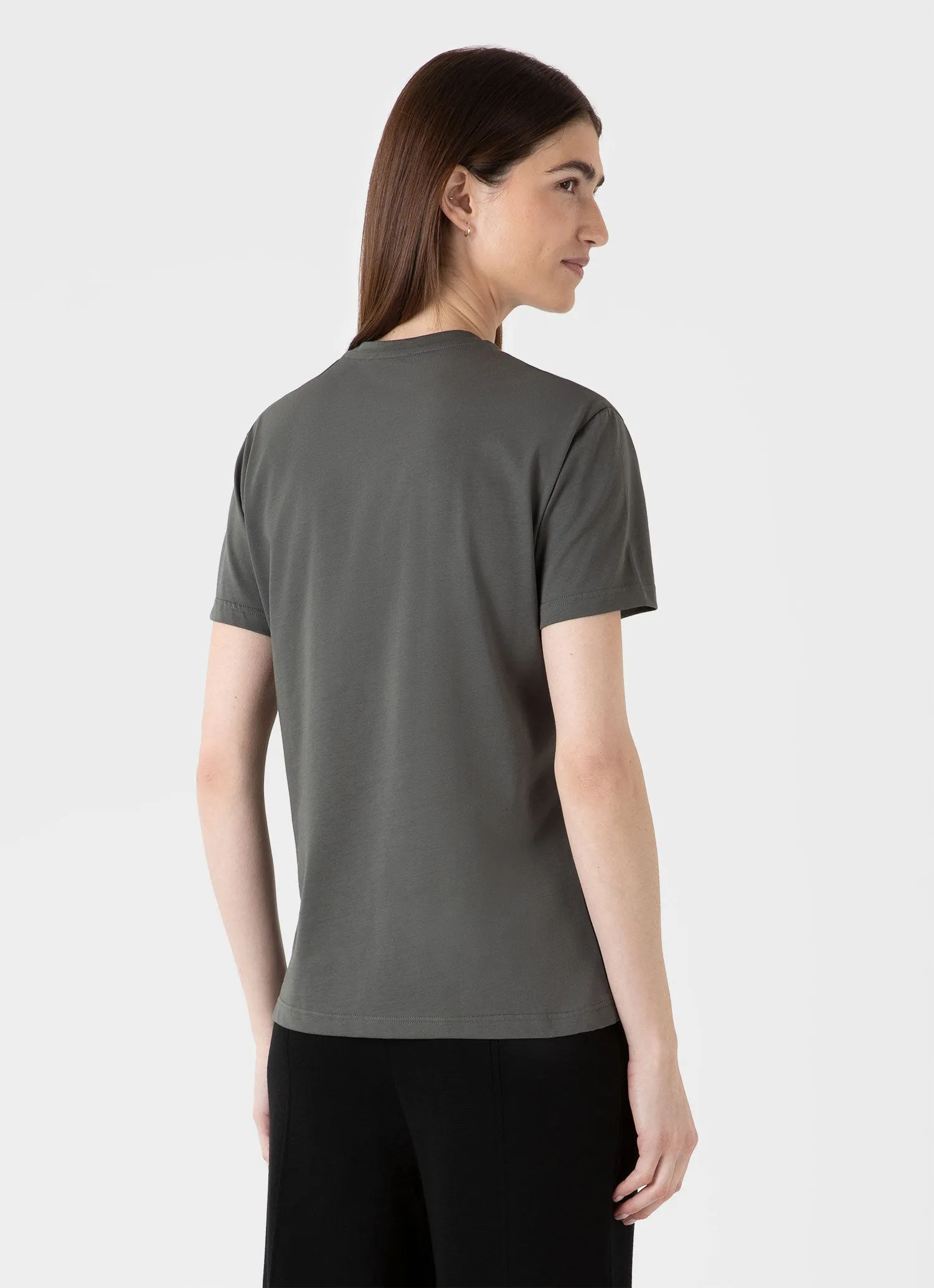 Women's Boy Fit T-shirt in Drill Green sold by Sunspel product image thumbnail 3