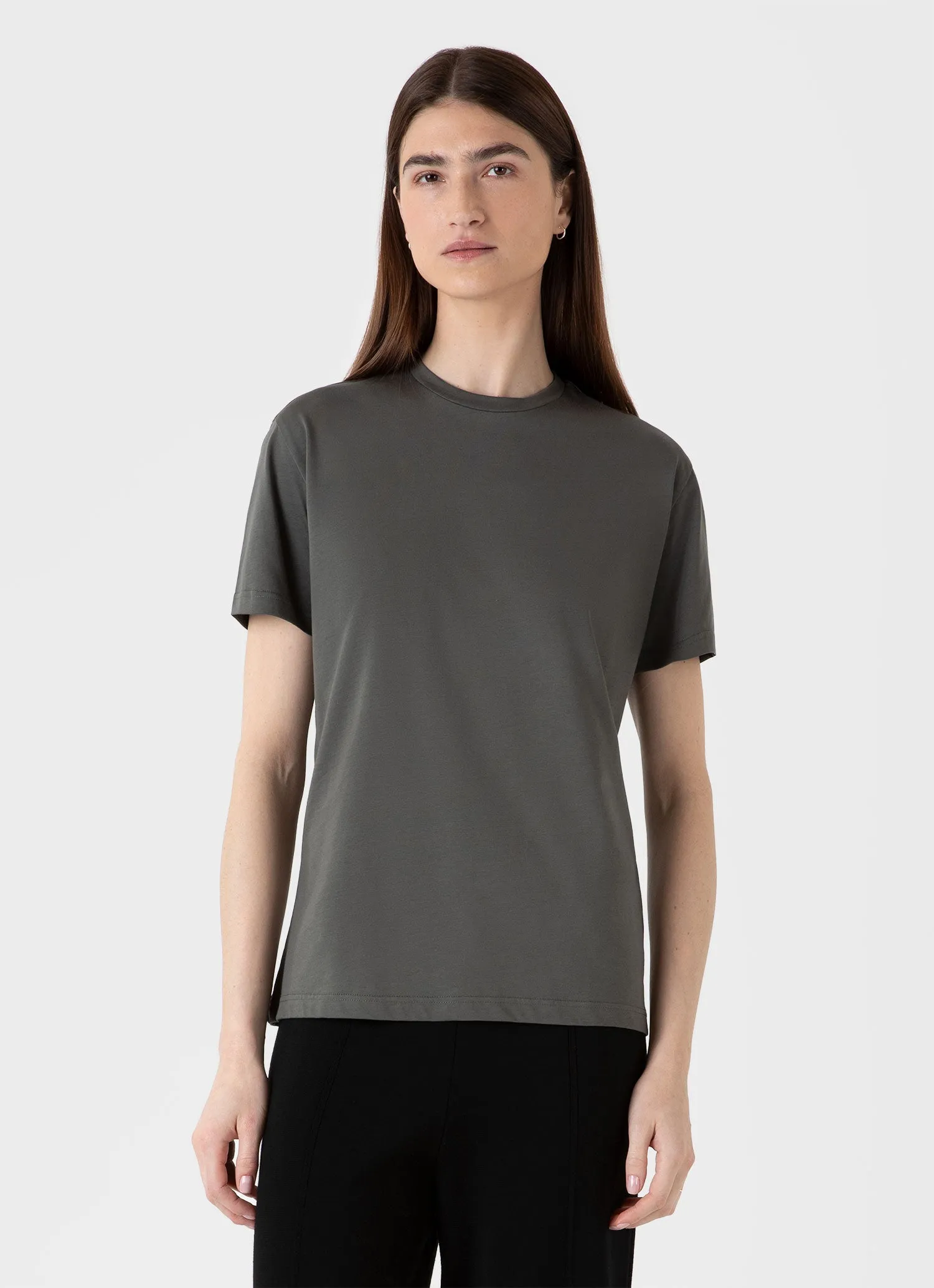 Women's Boy Fit T-shirt in Drill Green sold by Sunspel