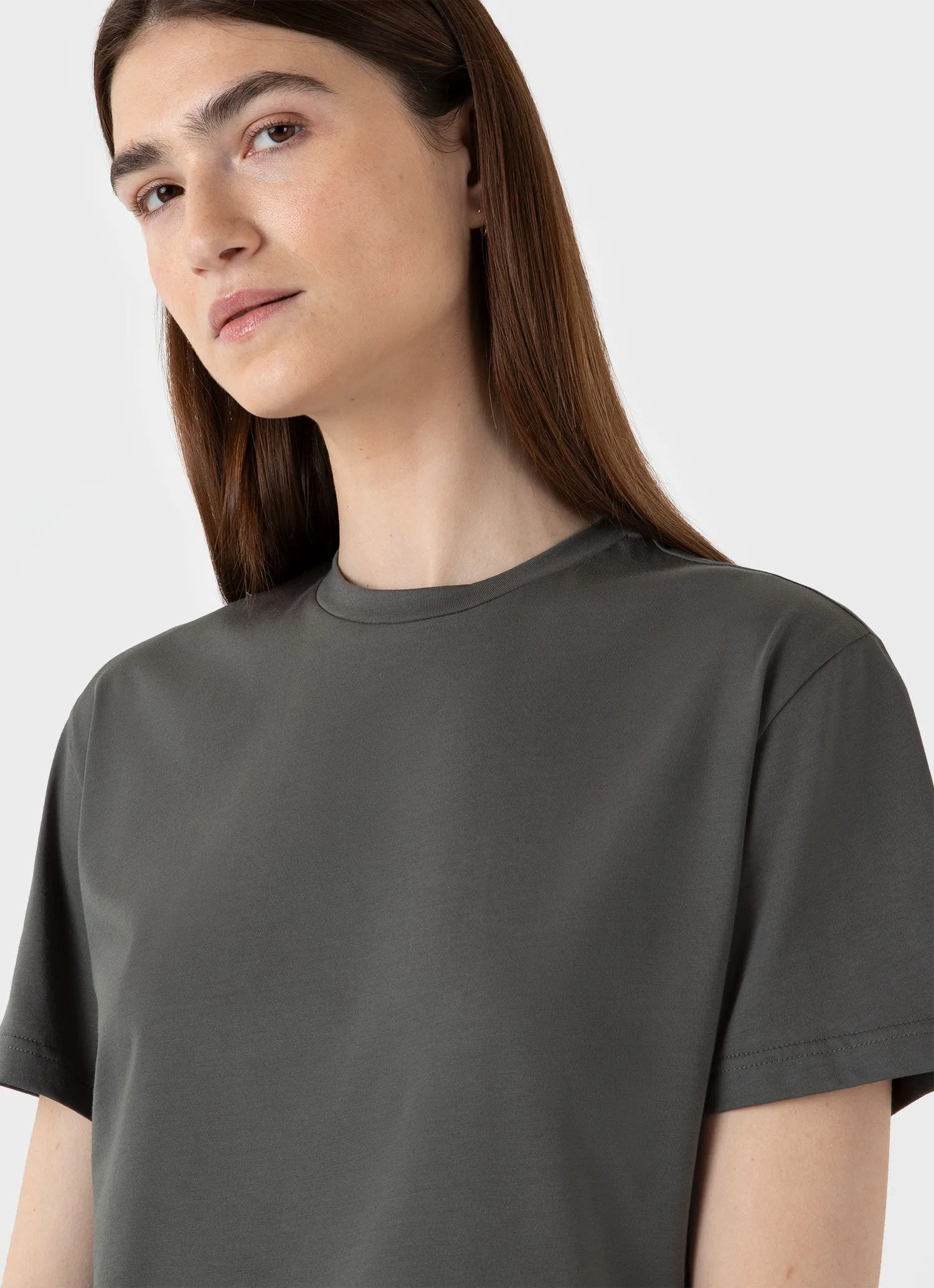 Women's Boy Fit T-shirt in Drill Green sold by Sunspel product image thumbnail 4