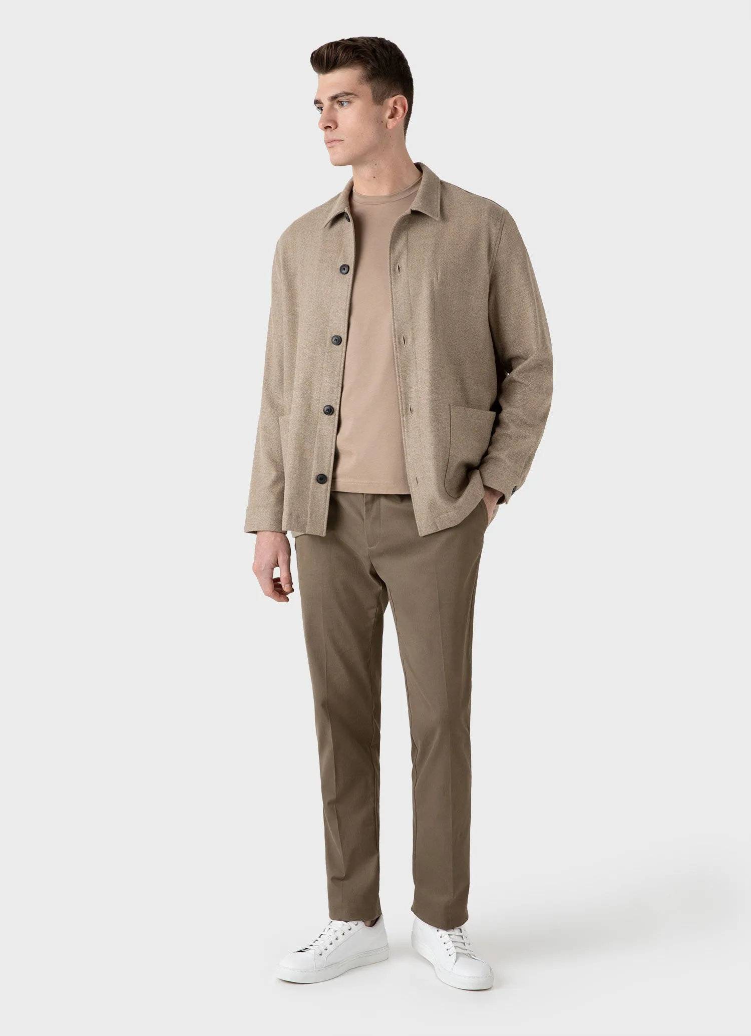 Men's Riviera Midweight T-shirt in Sandstone sold by Sunspel product image thumbnail 3