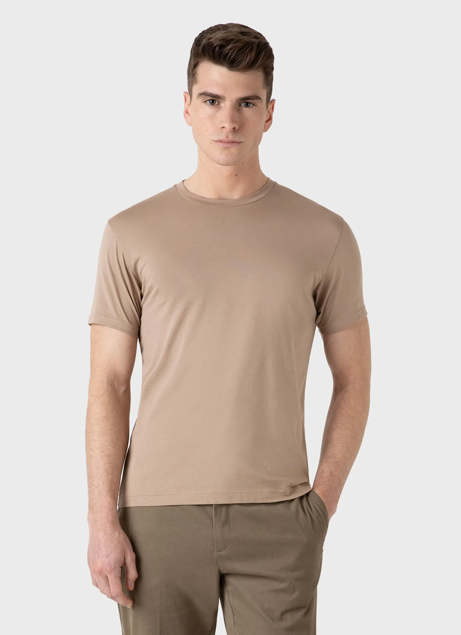 Men's Riviera Midweight T-shirt in Sandstone sold by Sunspel product image thumbnail 2