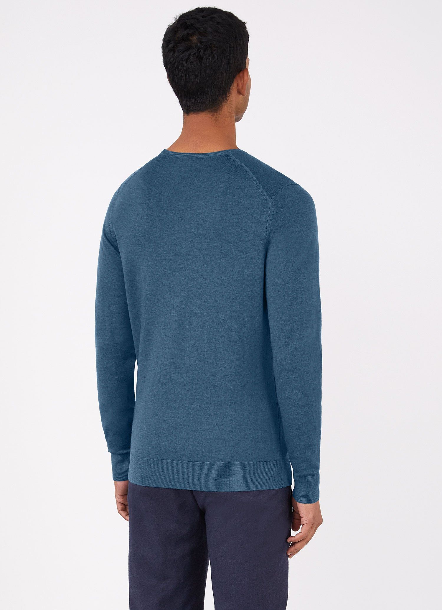 Men's Extra-Fine Merino Crew Neck in Teal sold by Sunspel product image thumbnail 4