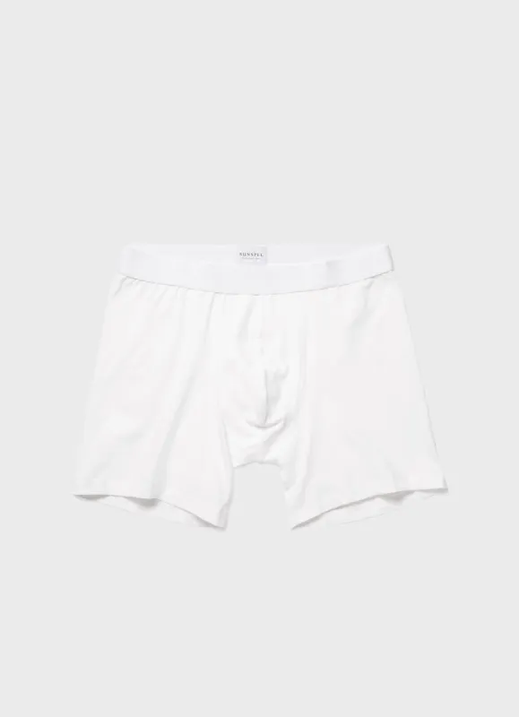 Men's Stretch Cotton Boxer Briefs in White sold by Sunspel
