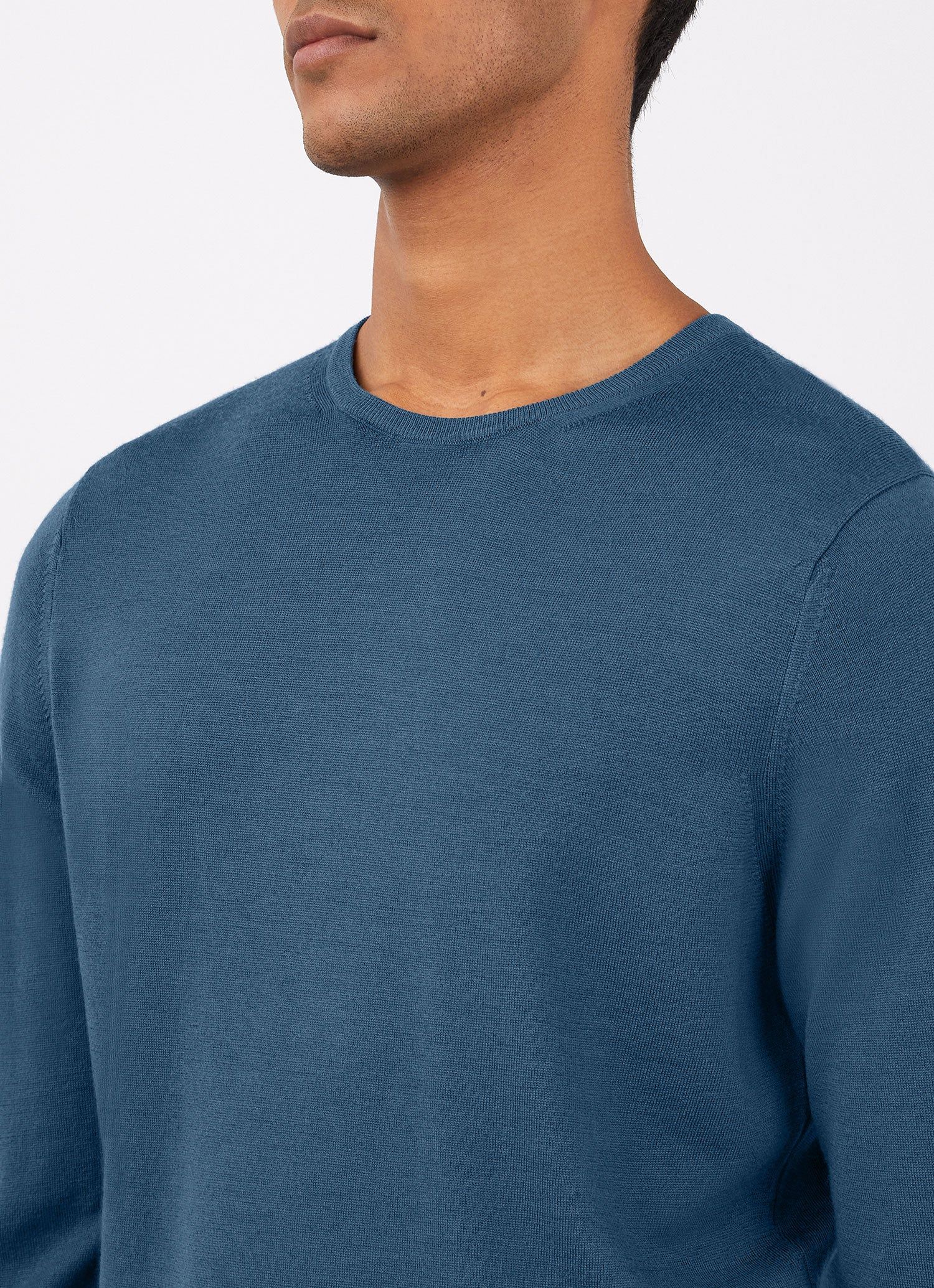 Men's Extra-Fine Merino Crew Neck in Teal sold by Sunspel product image thumbnail 5