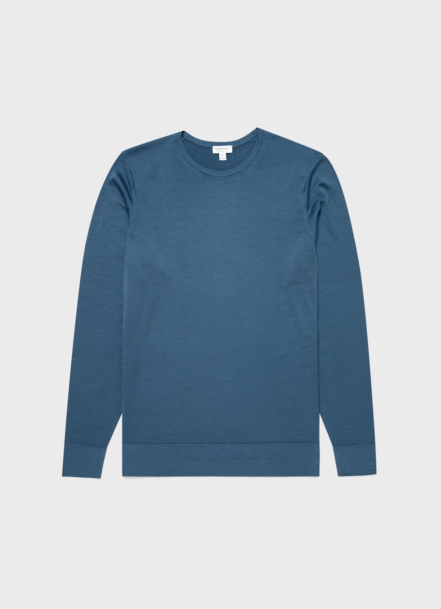 Men's Extra-Fine Merino Crew Neck in Teal sold by Sunspel