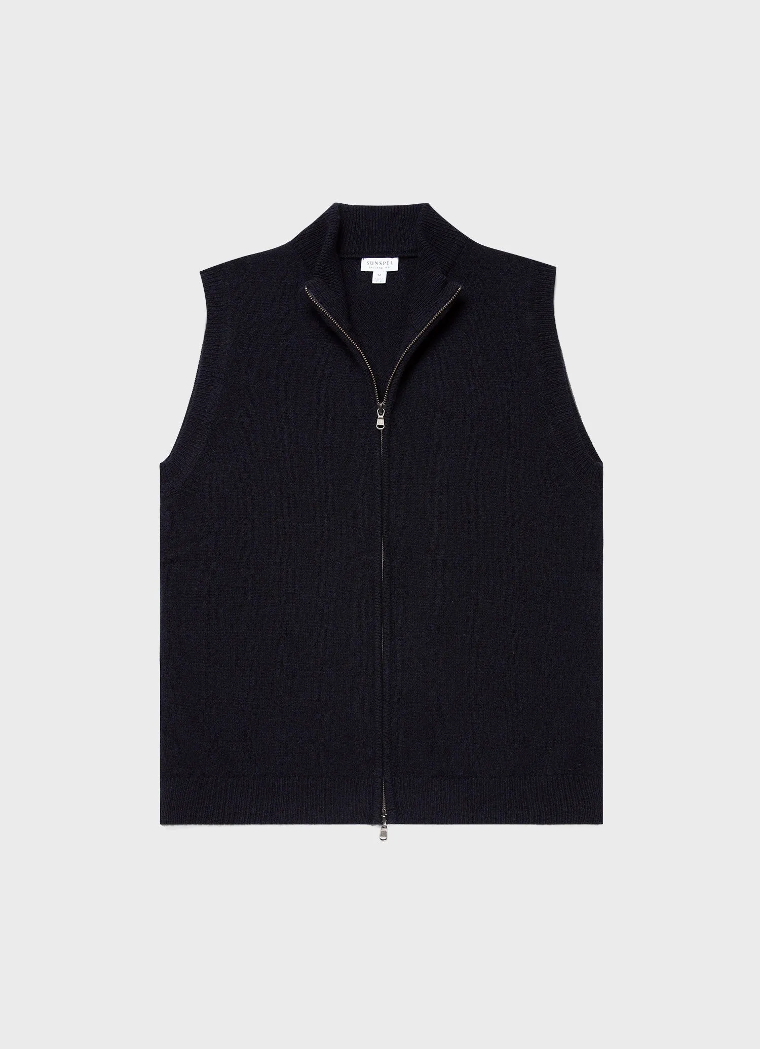 Men's Lambswool Gilet in Dark Navy Mouline sold by Sunspel