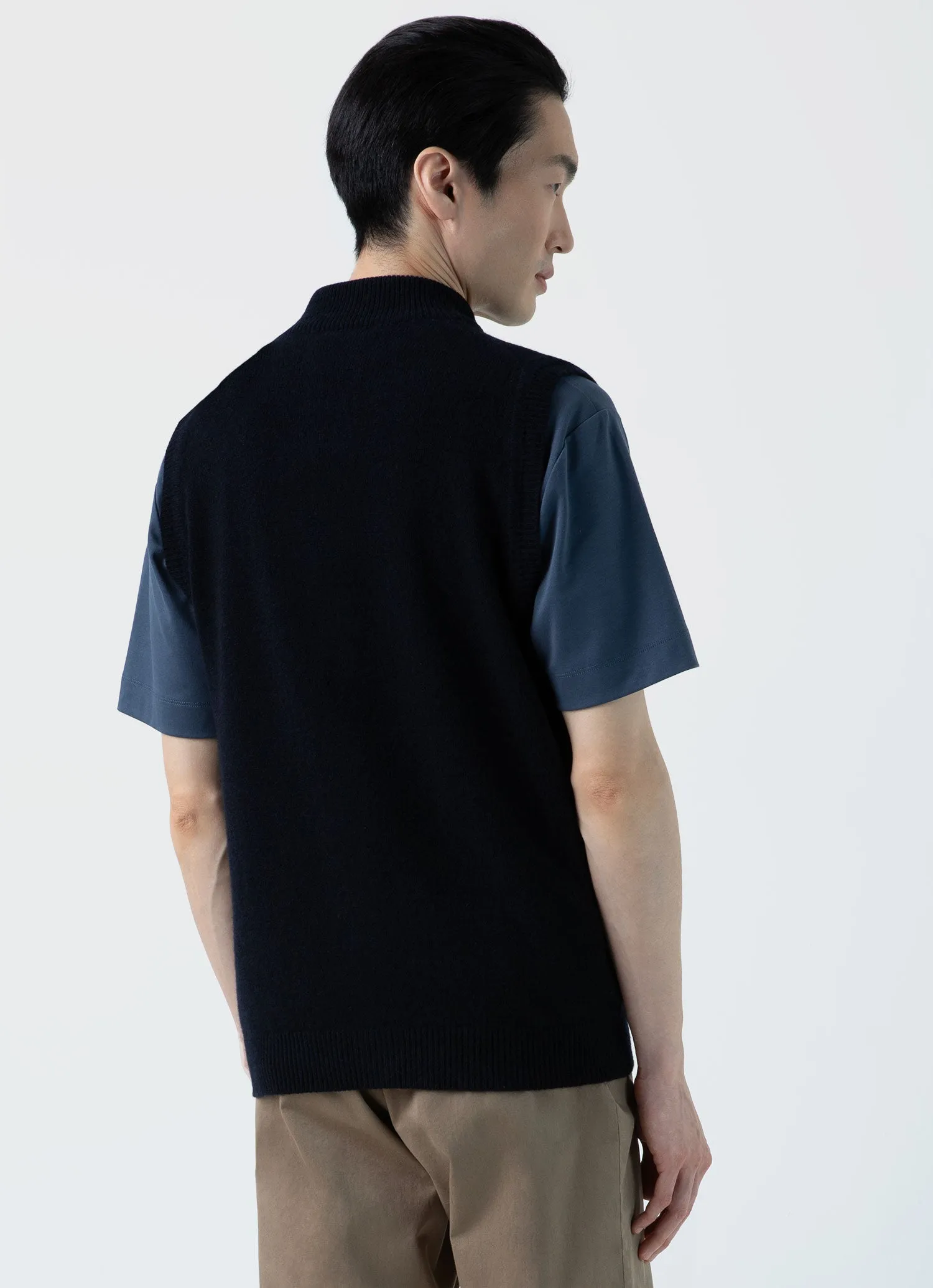 Men's Lambswool Gilet in Dark Navy Mouline sold by Sunspel product image thumbnail 5