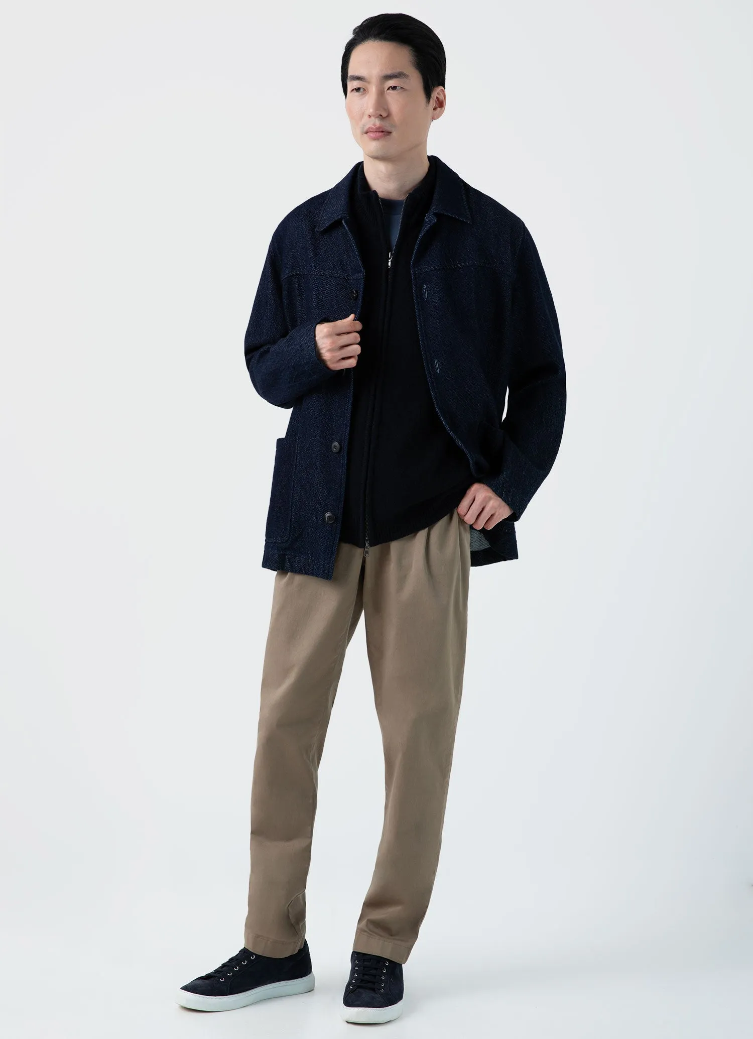 Men's Lambswool Gilet in Dark Navy Mouline sold by Sunspel product image thumbnail 3