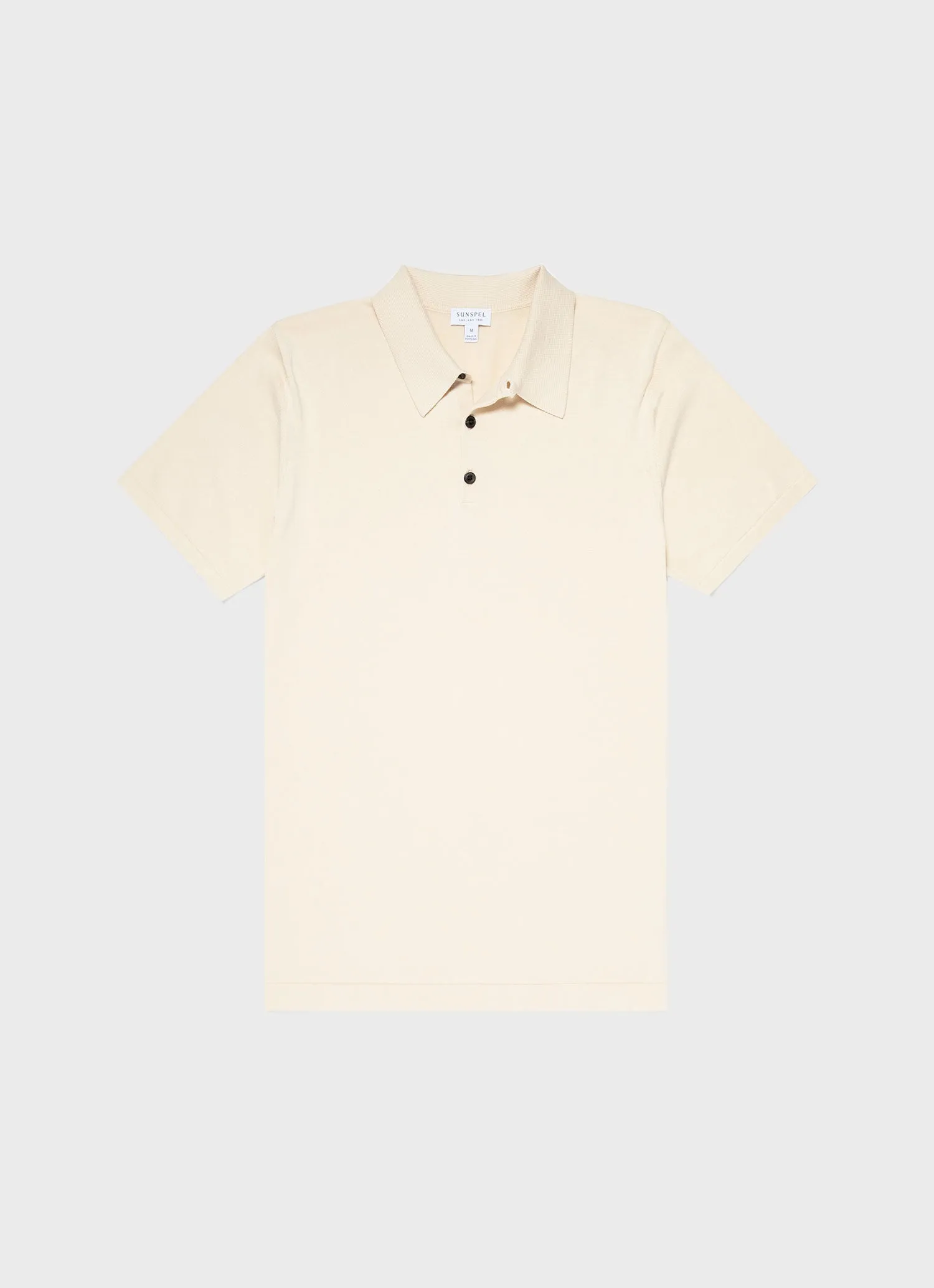 Men's Sea Island Cotton Knit Polo Shirt in Undyed sold by Sunspel