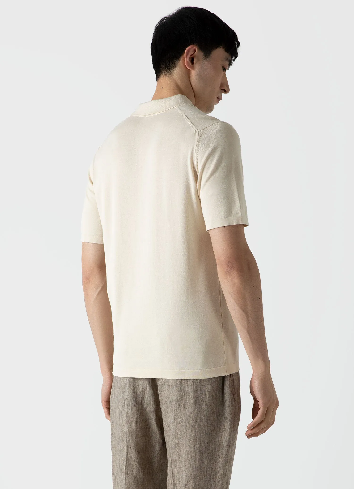 Men's Sea Island Cotton Knit Polo Shirt in Undyed sold by Sunspel product image thumbnail 5