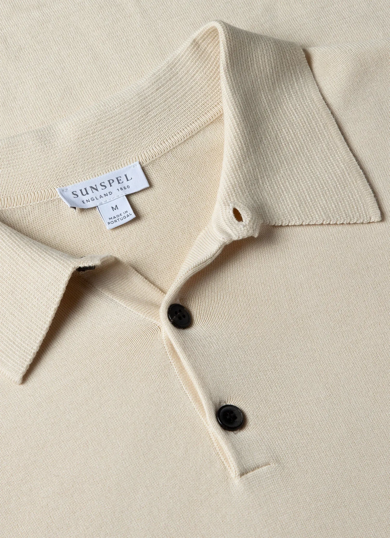 Men's Sea Island Cotton Knit Polo Shirt in Undyed sold by Sunspel product image thumbnail 4