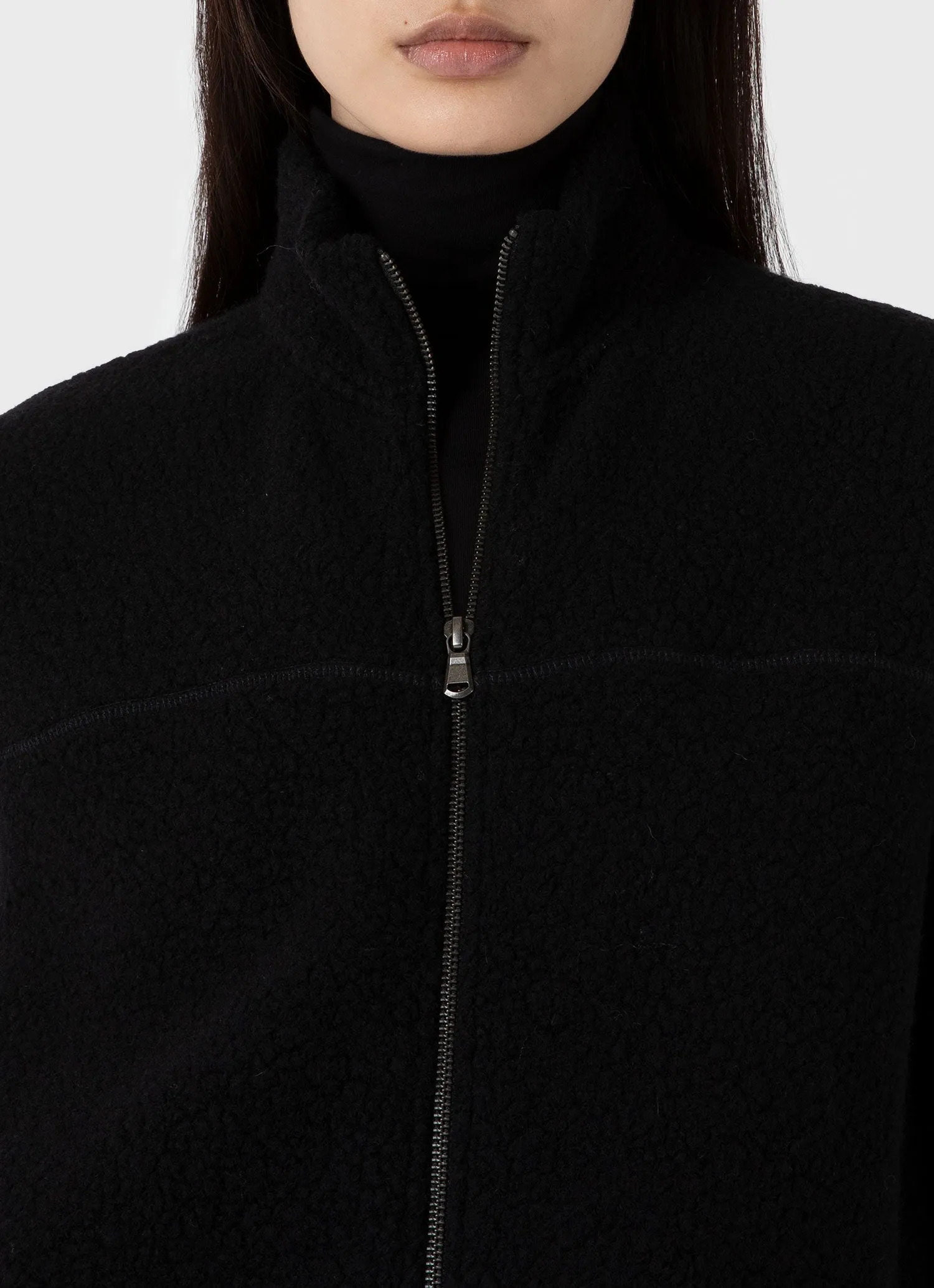 Women's Wool Fleece Gilet in Black sold by Sunspel product image thumbnail 4