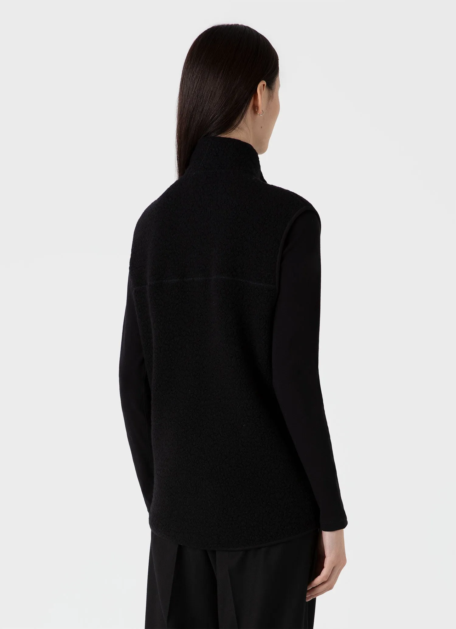 Women's Wool Fleece Gilet in Black sold by Sunspel product image thumbnail 3