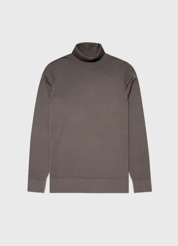 Men's Extra-Fine Merino Roll Neck in Cedar sold by Sunspel
