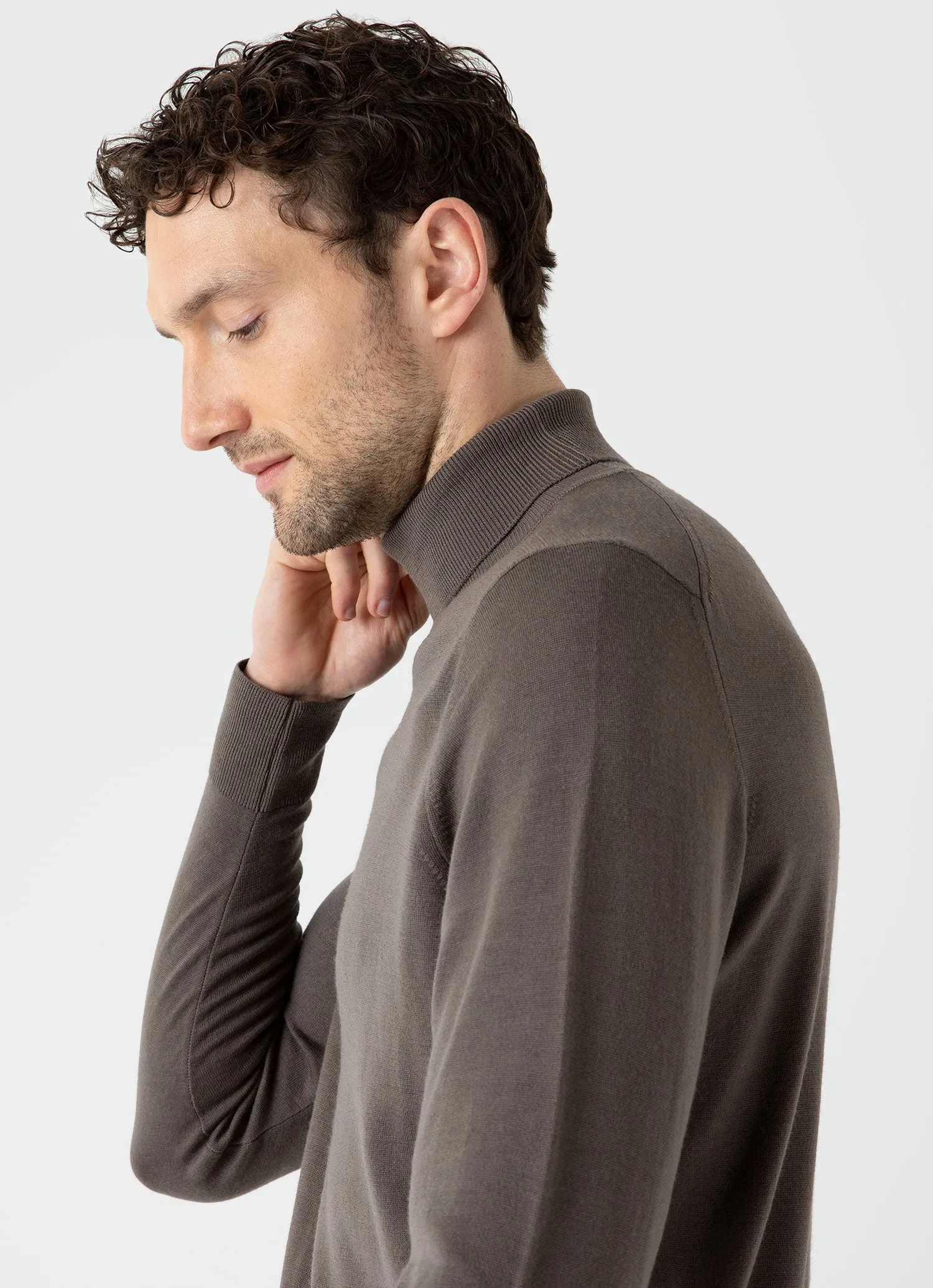 Men's Extra-Fine Merino Roll Neck in Cedar sold by Sunspel product image thumbnail 5