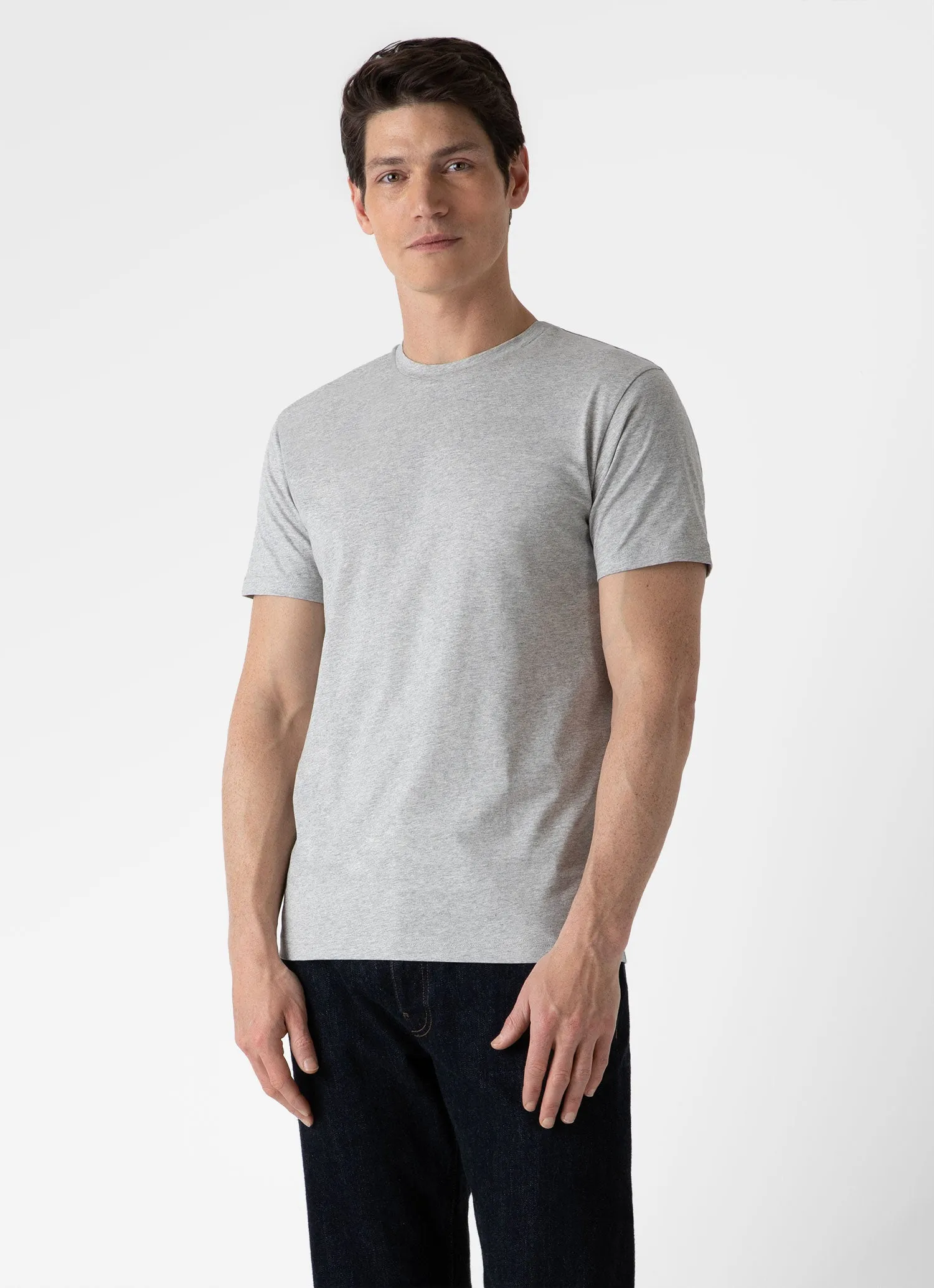 Men's Riviera T-shirt in Grey Melange sold by Sunspel product image thumbnail 2