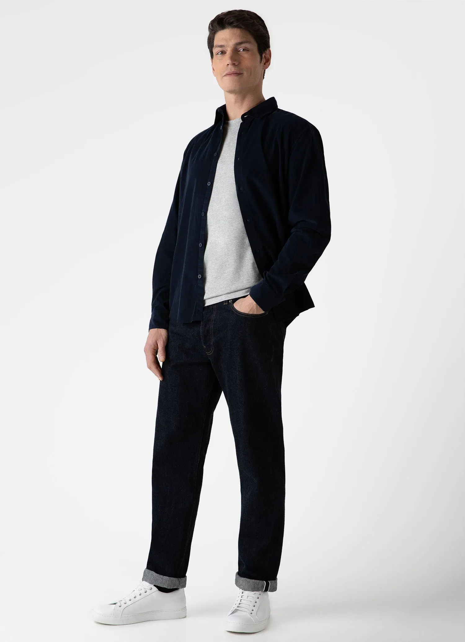 Men's Riviera T-shirt in Grey Melange sold by Sunspel product image thumbnail 3