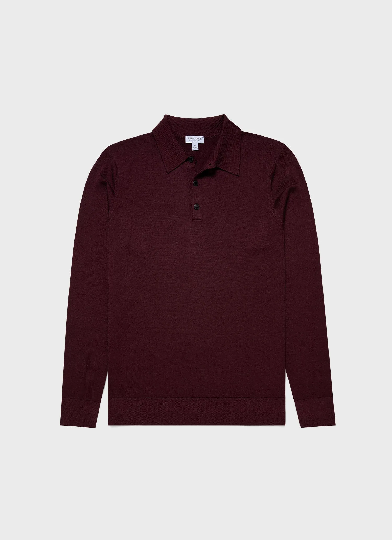 Men's Extra-Fine Merino Polo Shirt in Port sold by Sunspel