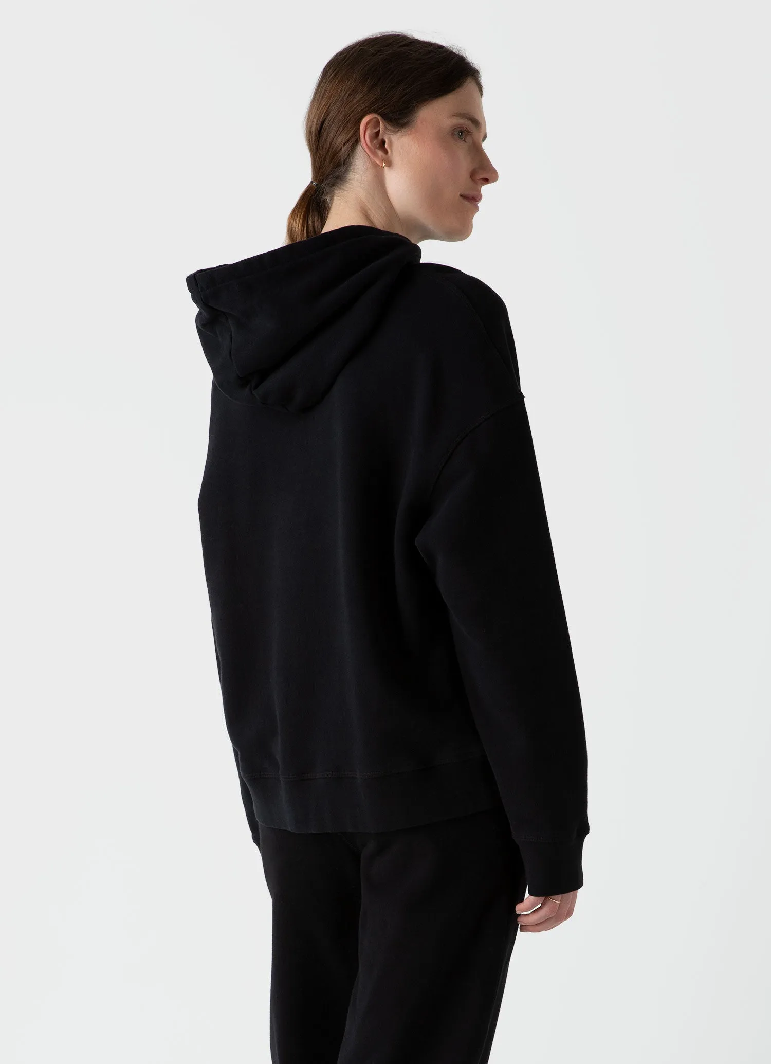 Women's Loopback Hoodie in Black sold by Sunspel product image thumbnail 4