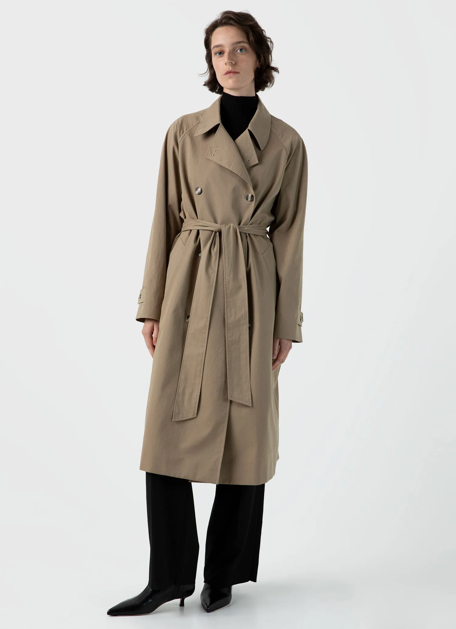 Women's Trench Coat in Dark Stone sold by Sunspel