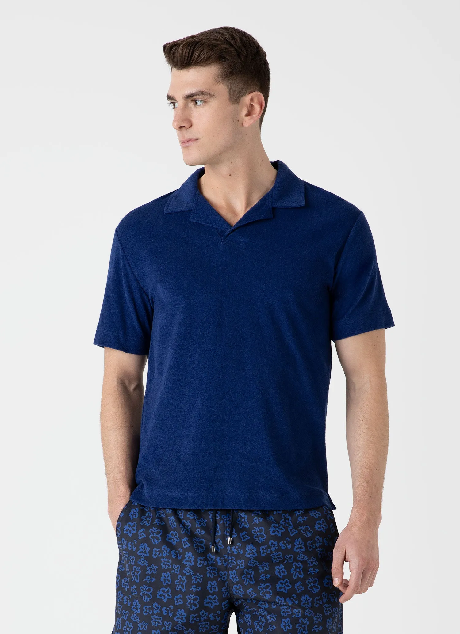 Men's Towelling Polo Shirt in Space Blue sold by Sunspel product image thumbnail 2
