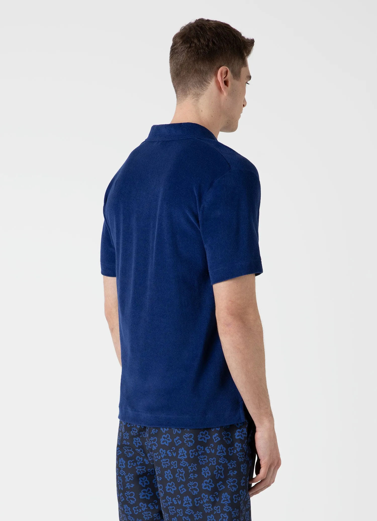 Men's Towelling Polo Shirt in Space Blue sold by Sunspel product image thumbnail 5