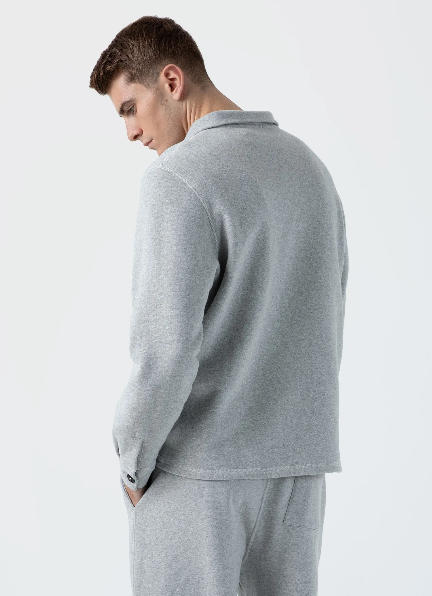 Men's Sunspel x Nigel Cabourn Half Zip Sweatshirt in Light Grey Melange sold by Sunspel product image thumbnail 5