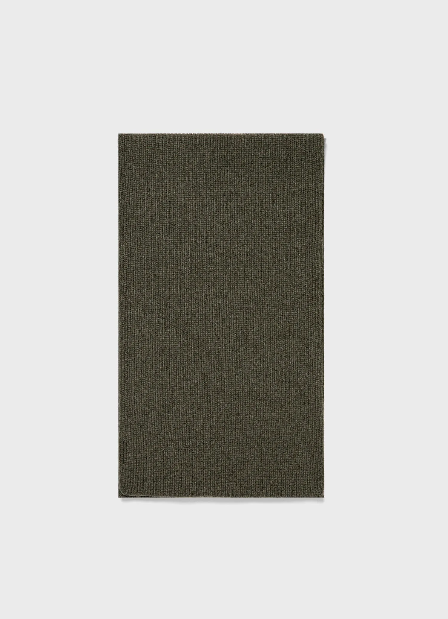 Cashmere Ribbed Scarf in Khaki sold by Sunspel