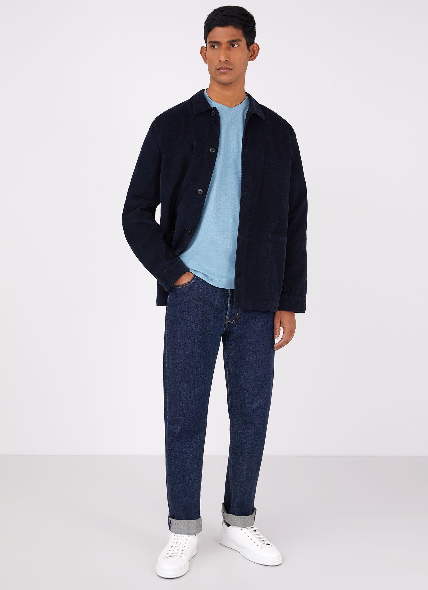 Men's Riviera T-shirt in Storm Blue Melange sold by Sunspel product image thumbnail 3