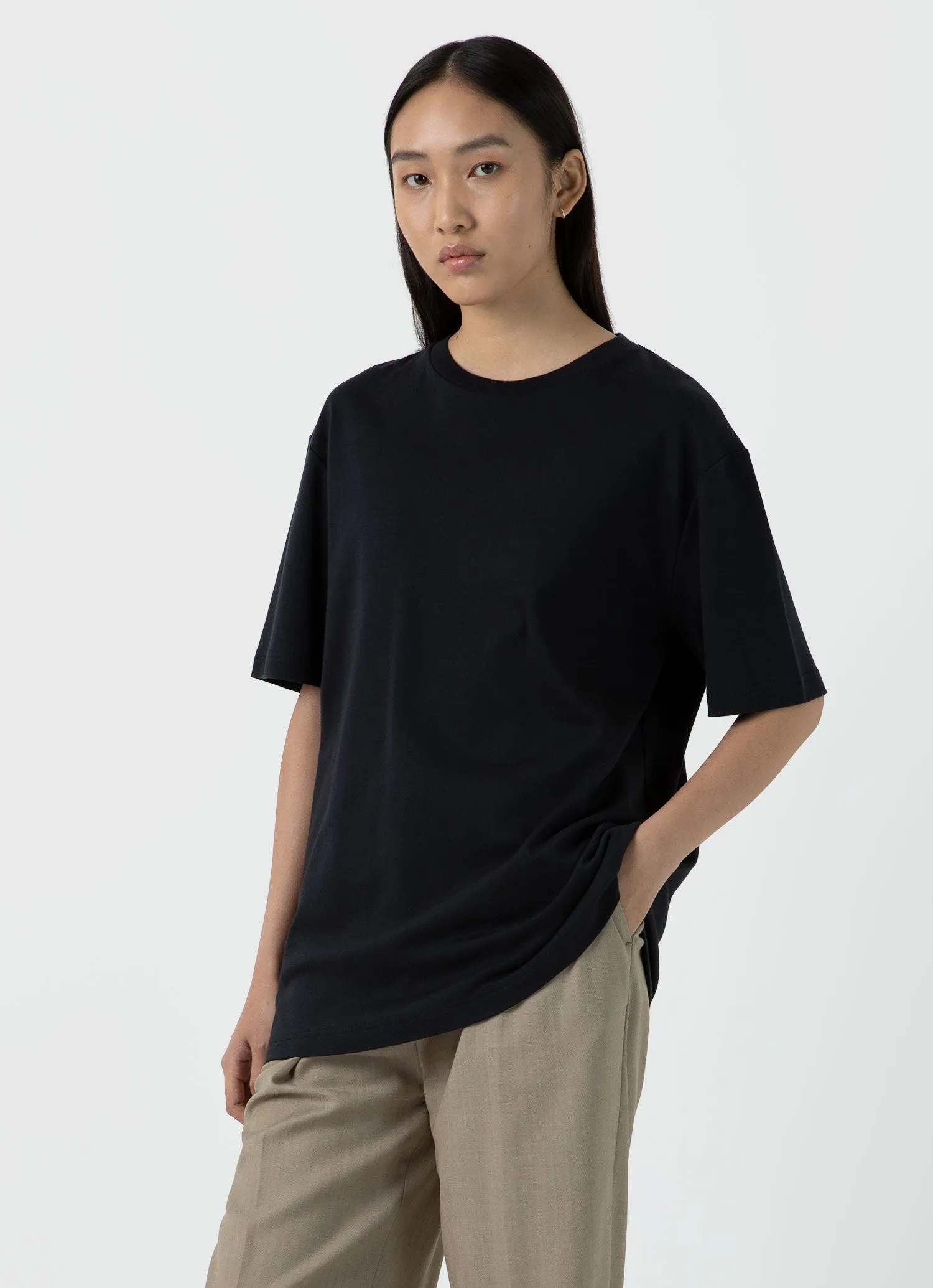 Women's Oversized Heavyweight T-shirt in Black sold by Sunspel product image thumbnail 3