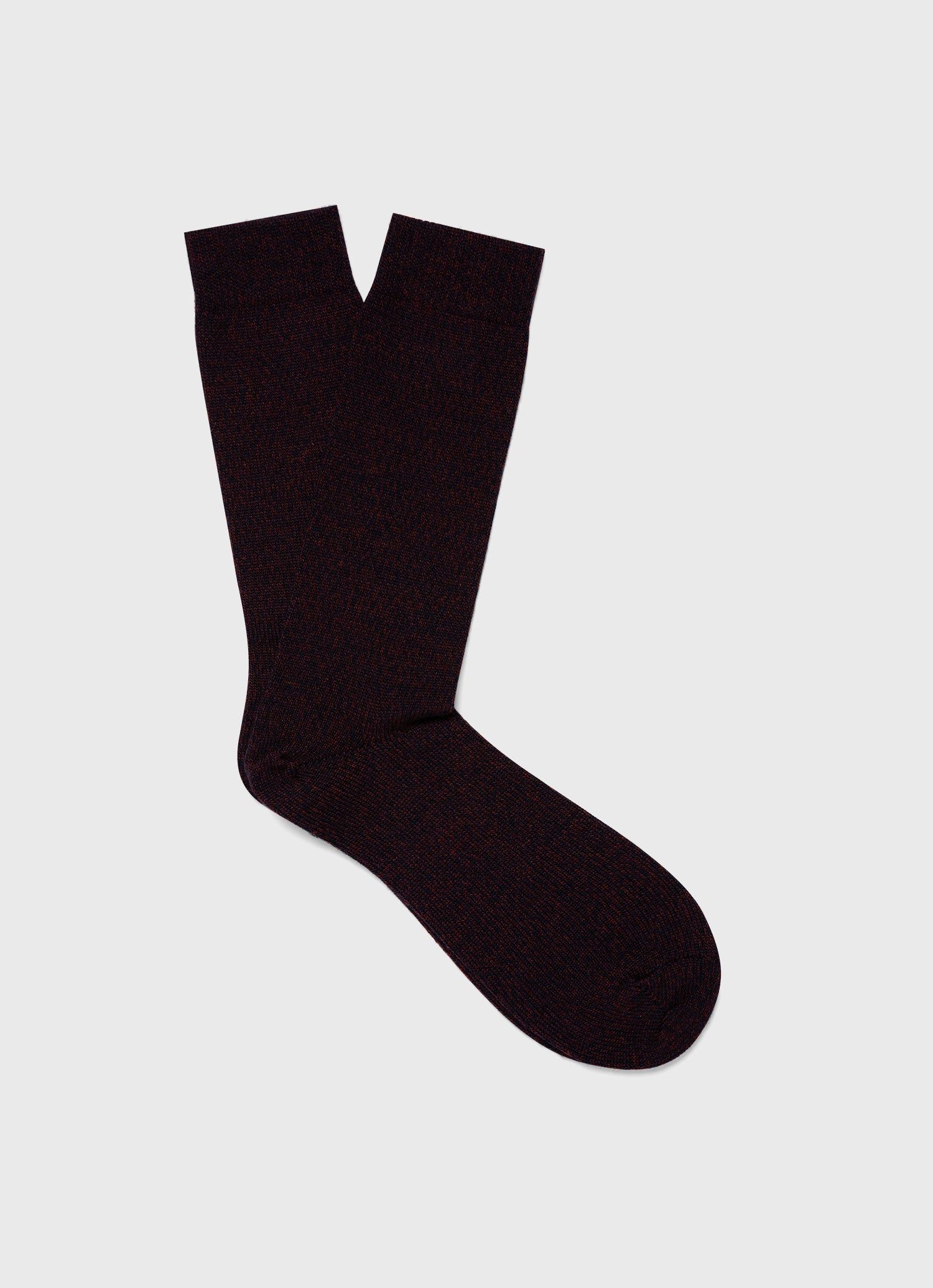 Men's Merino Wool Socks in Maroon Twist sold by Sunspel