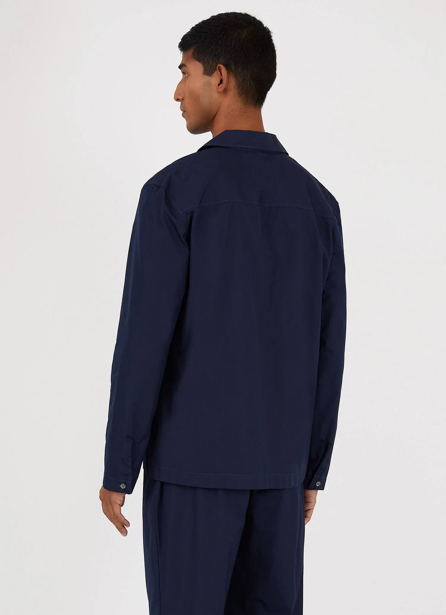 Men's Sea Island Cotton Pyjama Shirt in Navy7 sold by Sunspel product image thumbnail 4