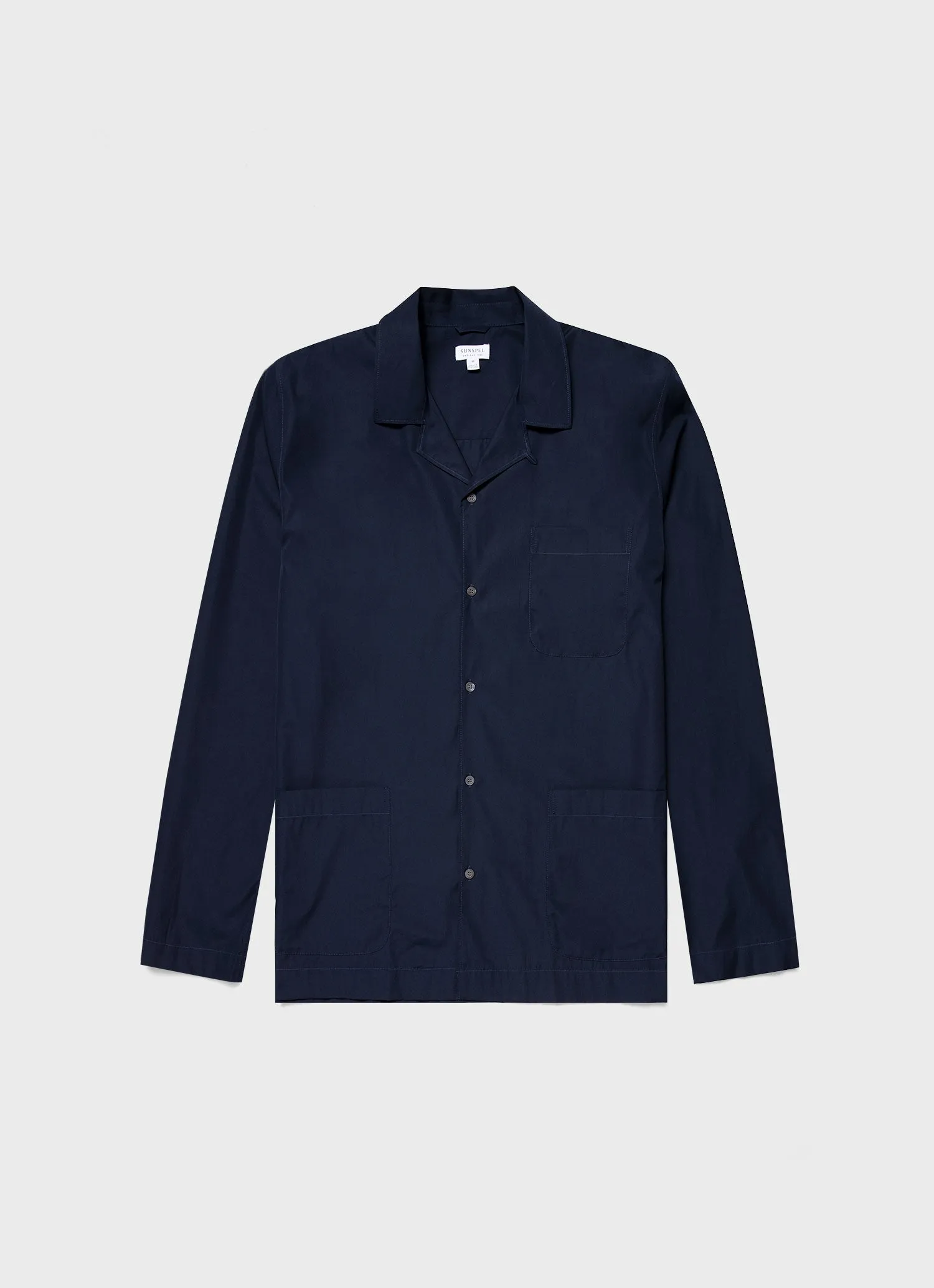 Men's Sea Island Cotton Pyjama Shirt in Navy7 sold by Sunspel