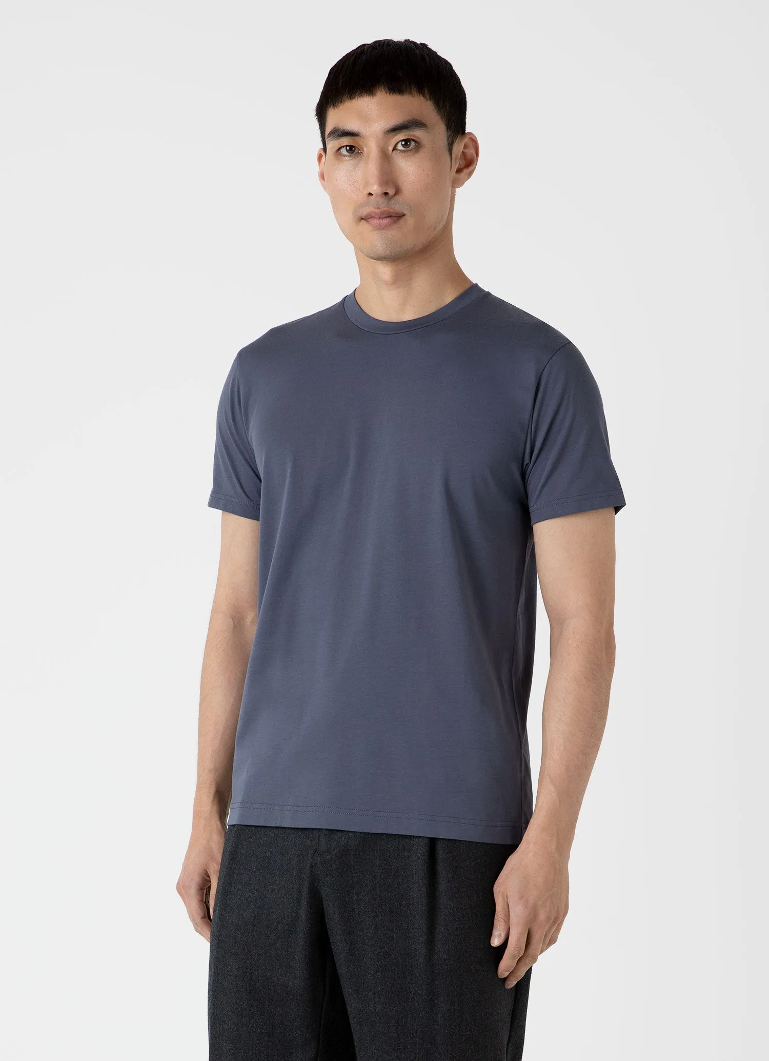 Men's Riviera Midweight T-shirt in Slate Blue sold by Sunspel product image thumbnail 2