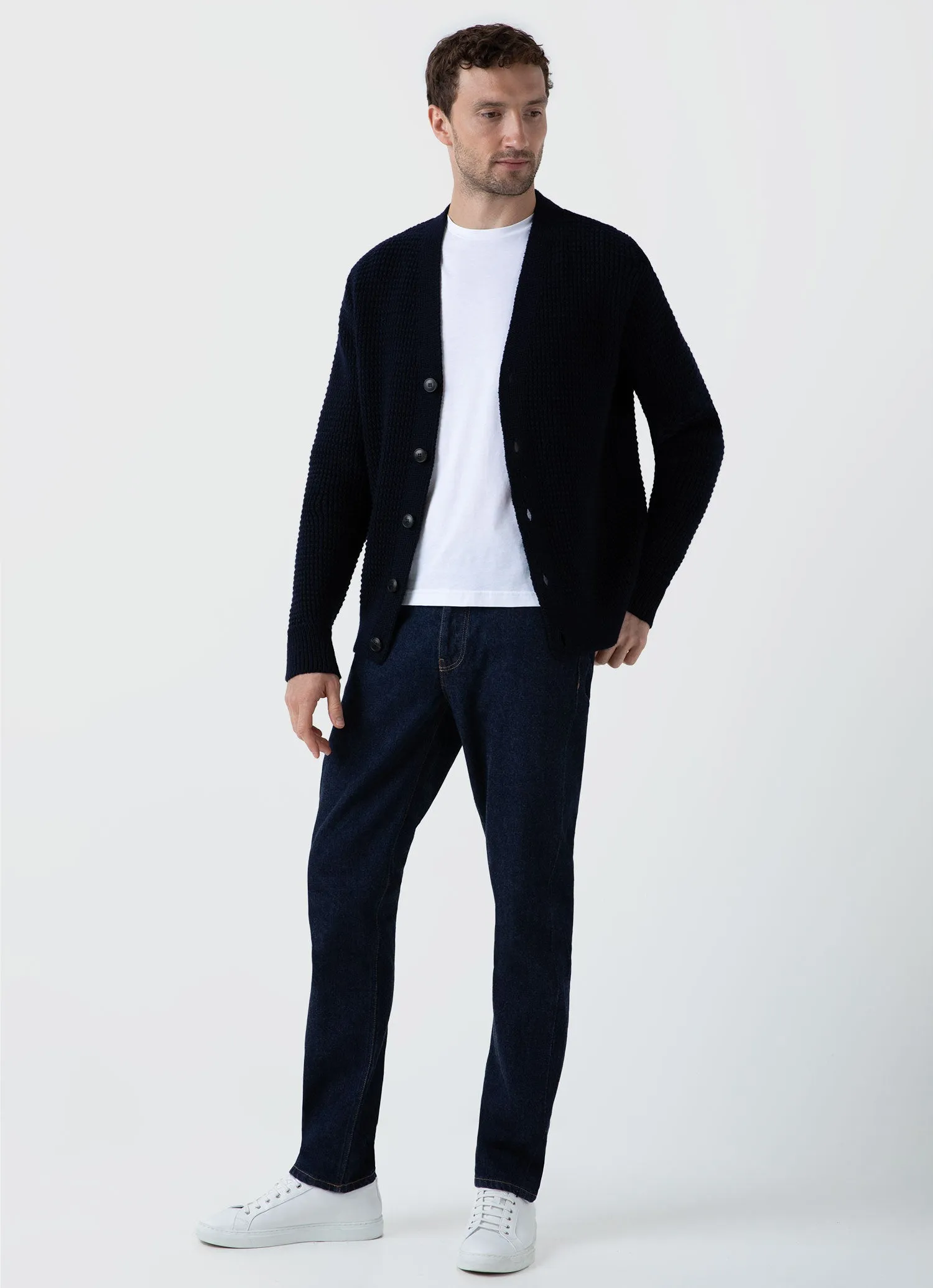 Men's Fisherman Cardigan in Navy sold by Sunspel product image thumbnail 3