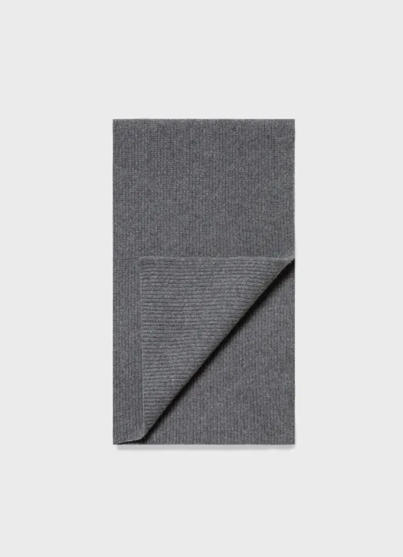 Cashmere Ribbed Scarf in Grey Melange sold by Sunspel
