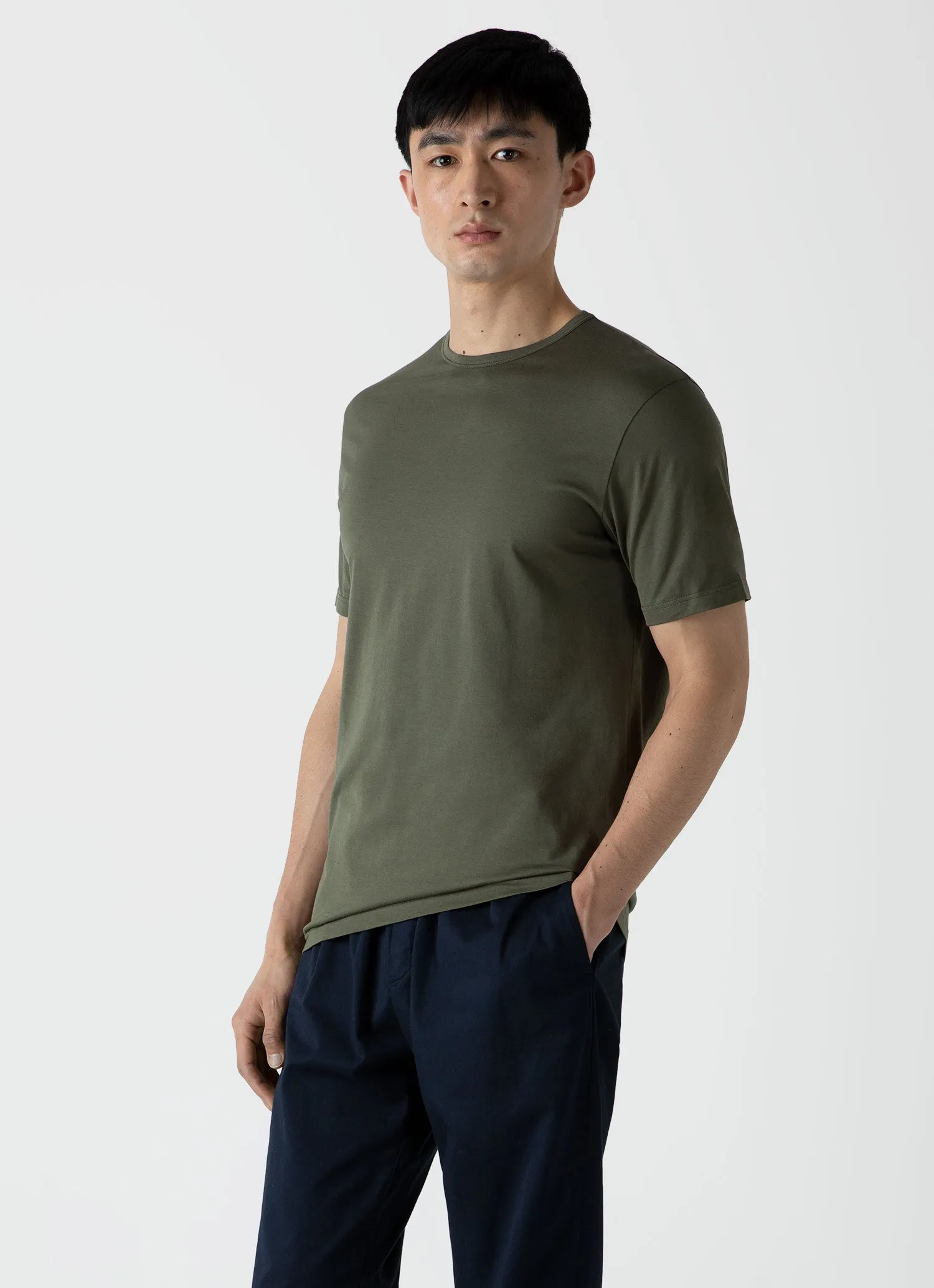 Men's Classic T-shirt in Hunter Green sold by Sunspel product image thumbnail 2