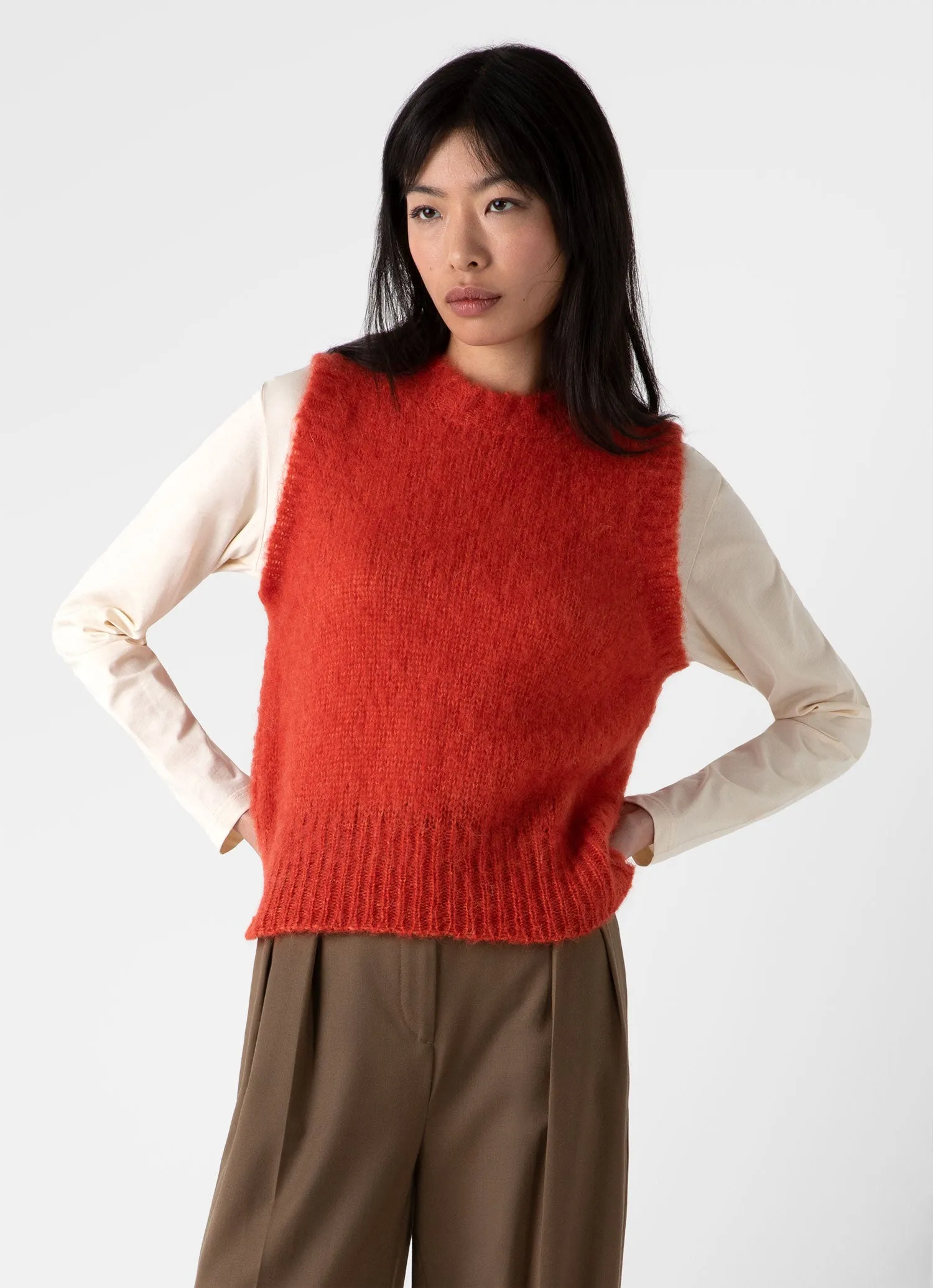 Women's Mohair Vest in Magma sold by Sunspel