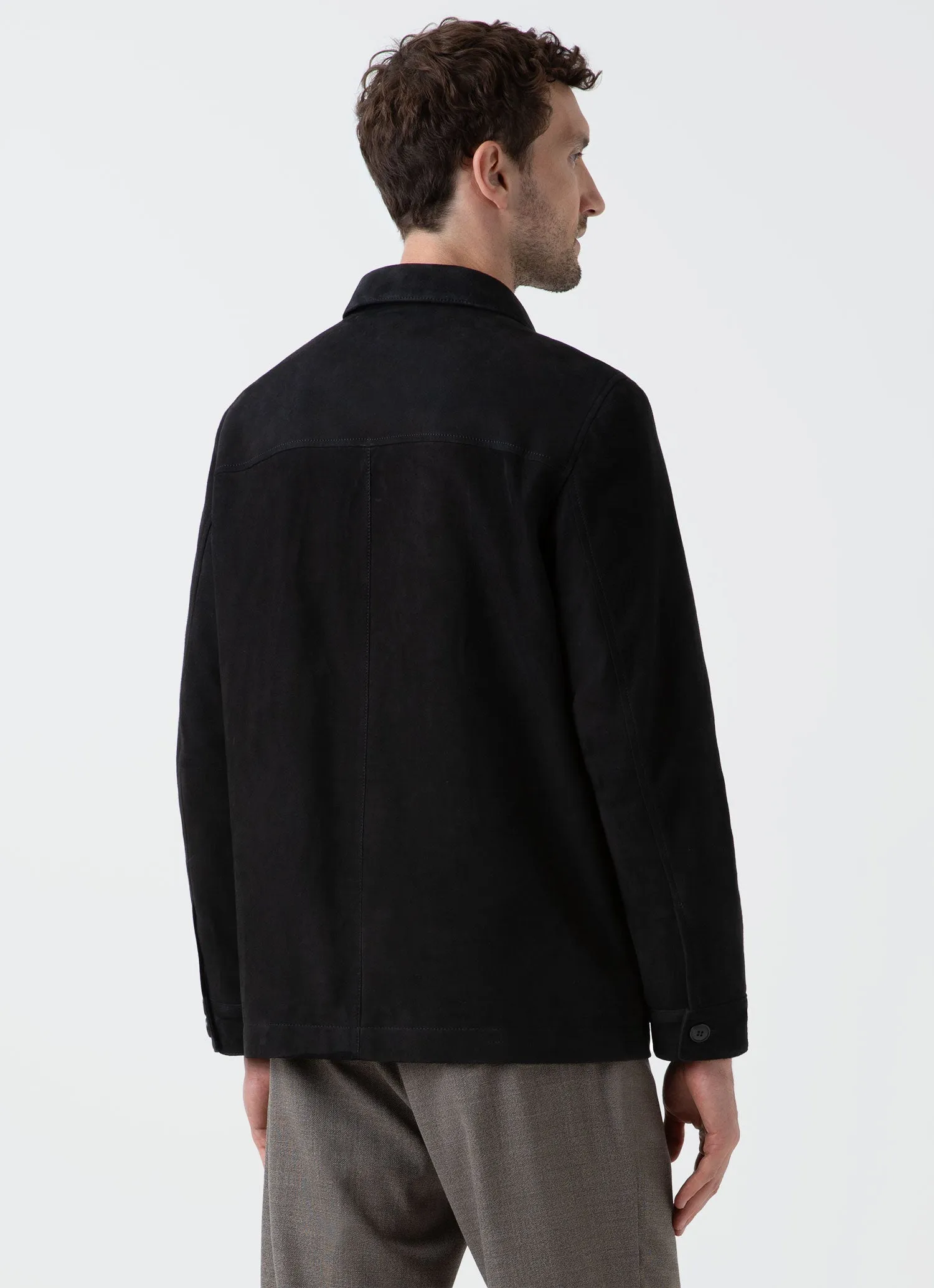 Men's Suede Twin Pocket Jacket in Black sold by Sunspel product image thumbnail 5