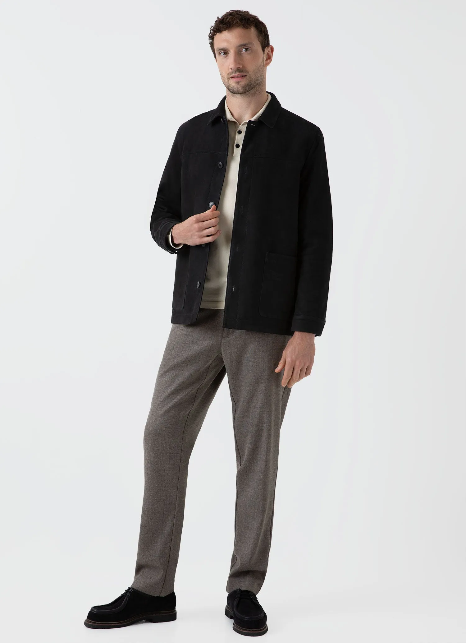Men's Suede Twin Pocket Jacket in Black sold by Sunspel product image thumbnail 3