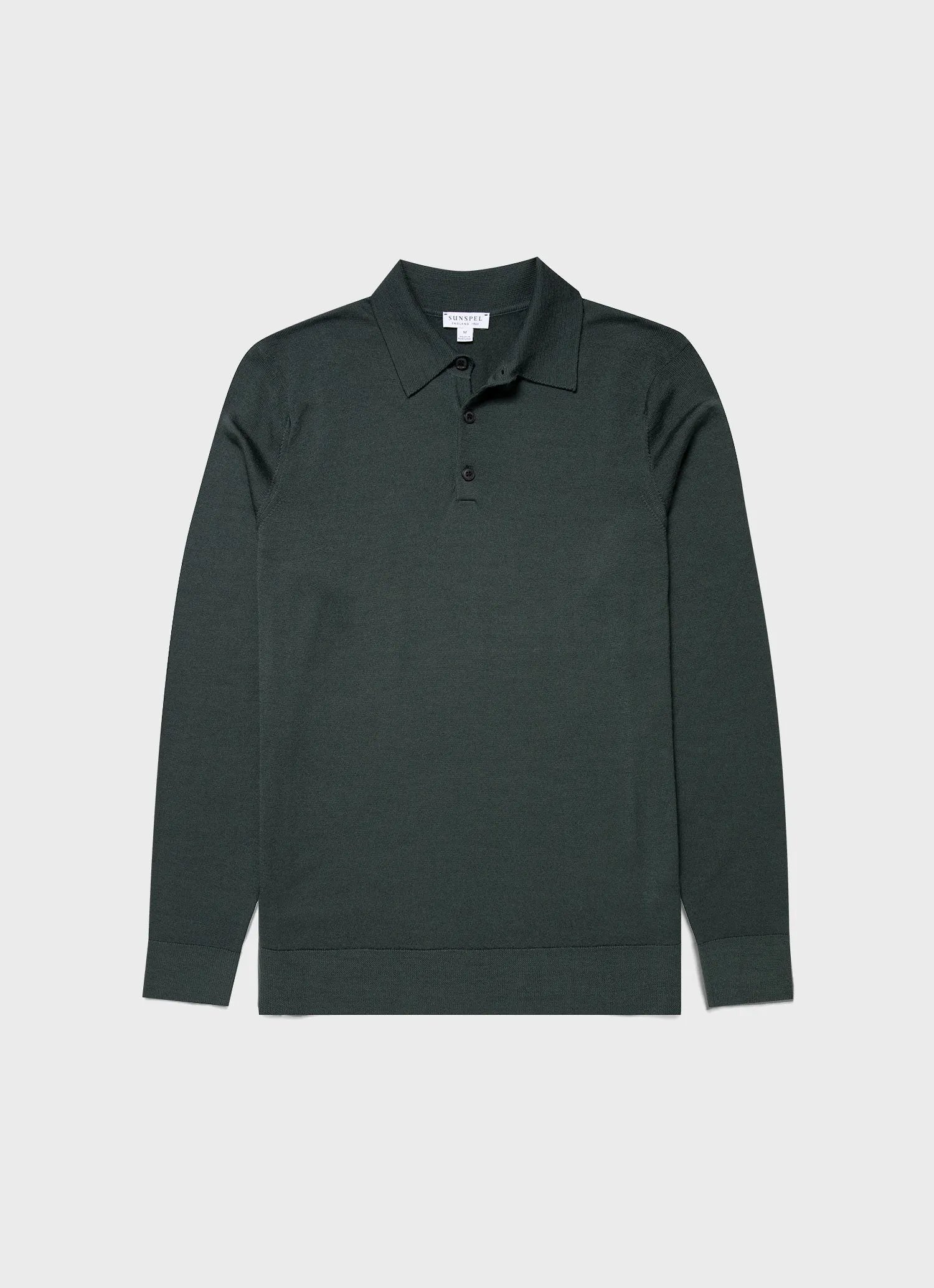 Men's Extra-Fine Merino Polo Shirt in Drill Green sold by Sunspel