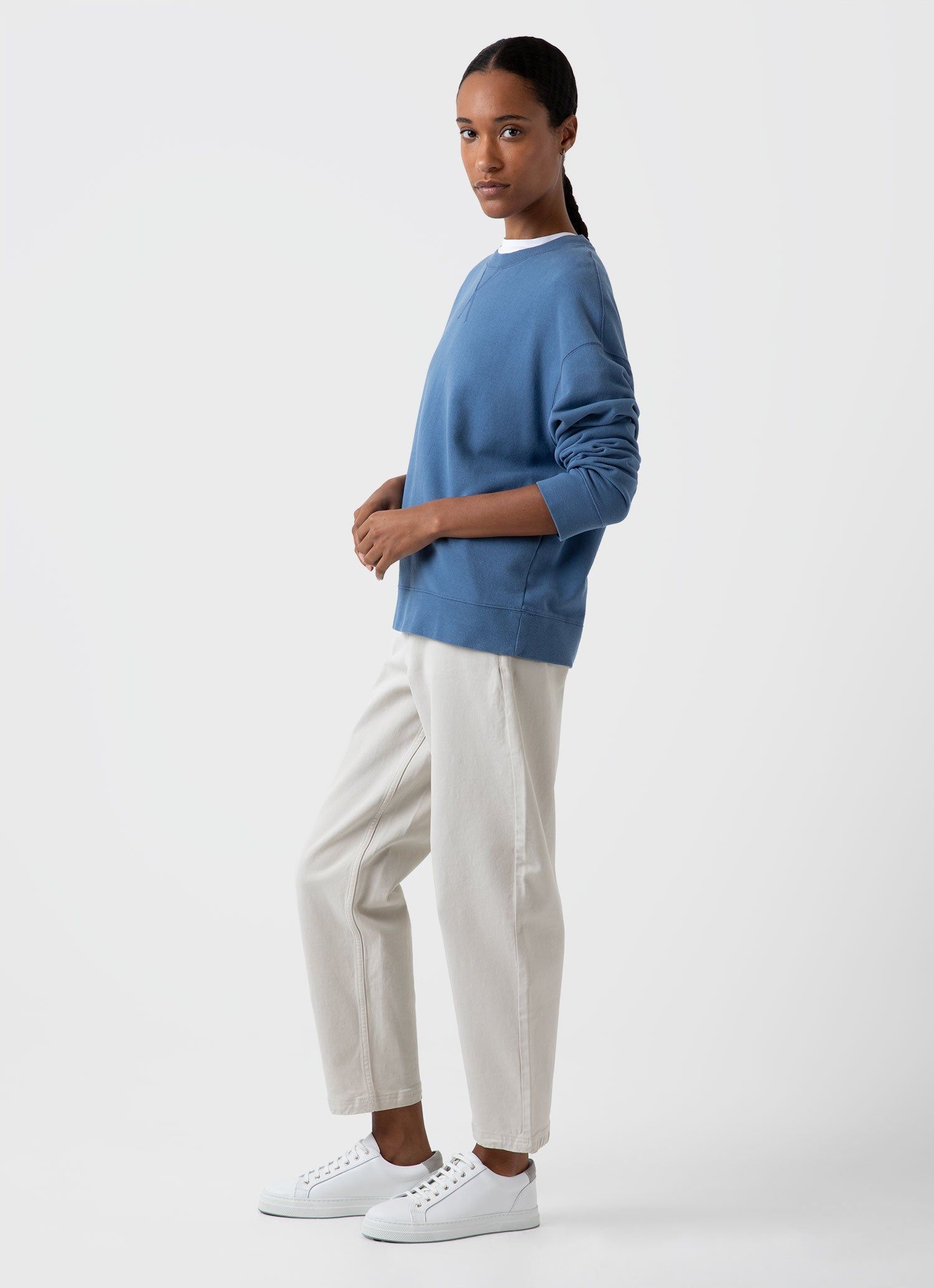 Women's Relaxed Loopback Sweatshirt in Bluestone sold by Sunspel product image thumbnail 3