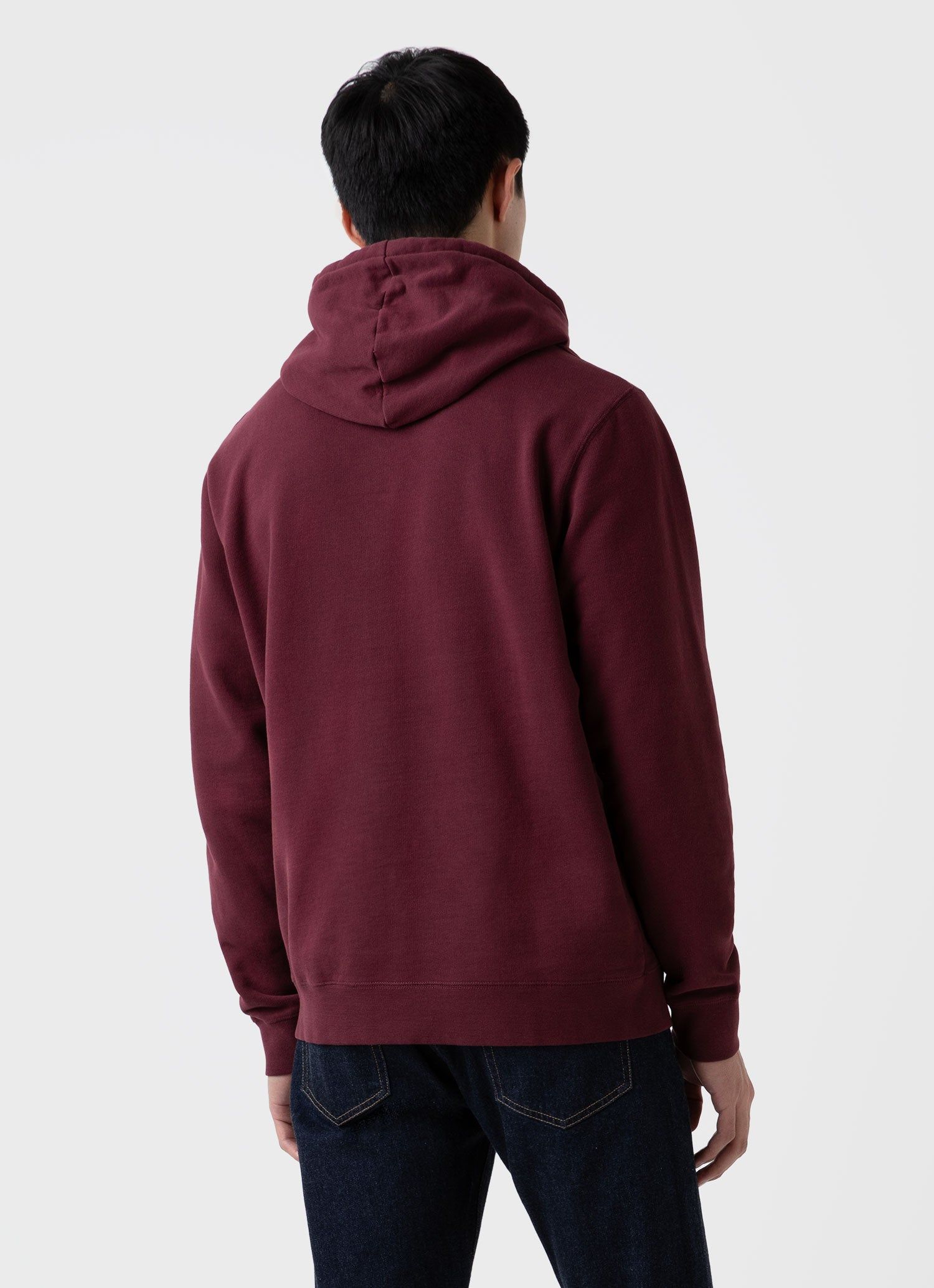 Men's Loopback Hoody in Vino sold by Sunspel product image thumbnail 4