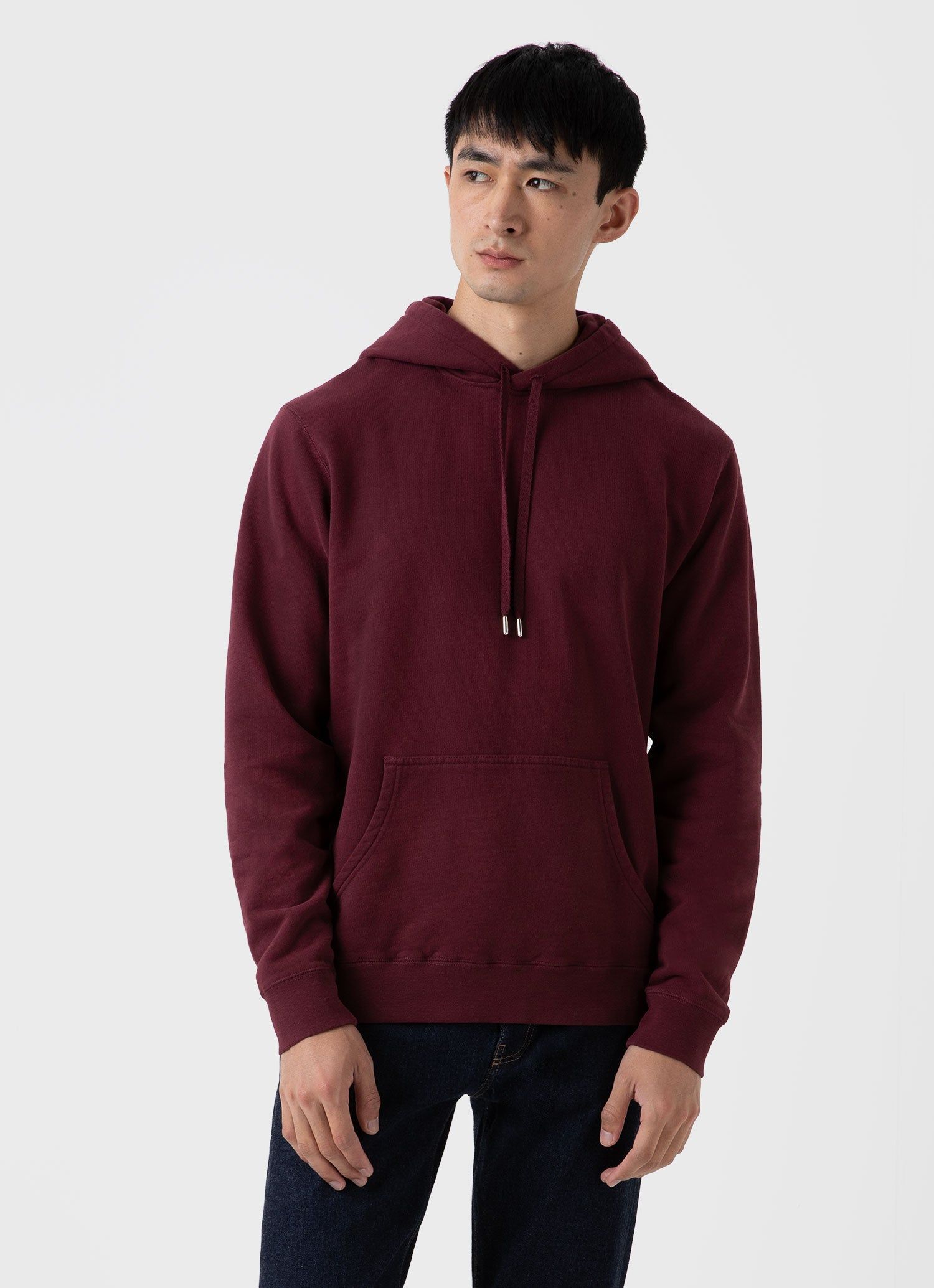 Men's Loopback Hoody in Vino sold by Sunspel product image thumbnail 2