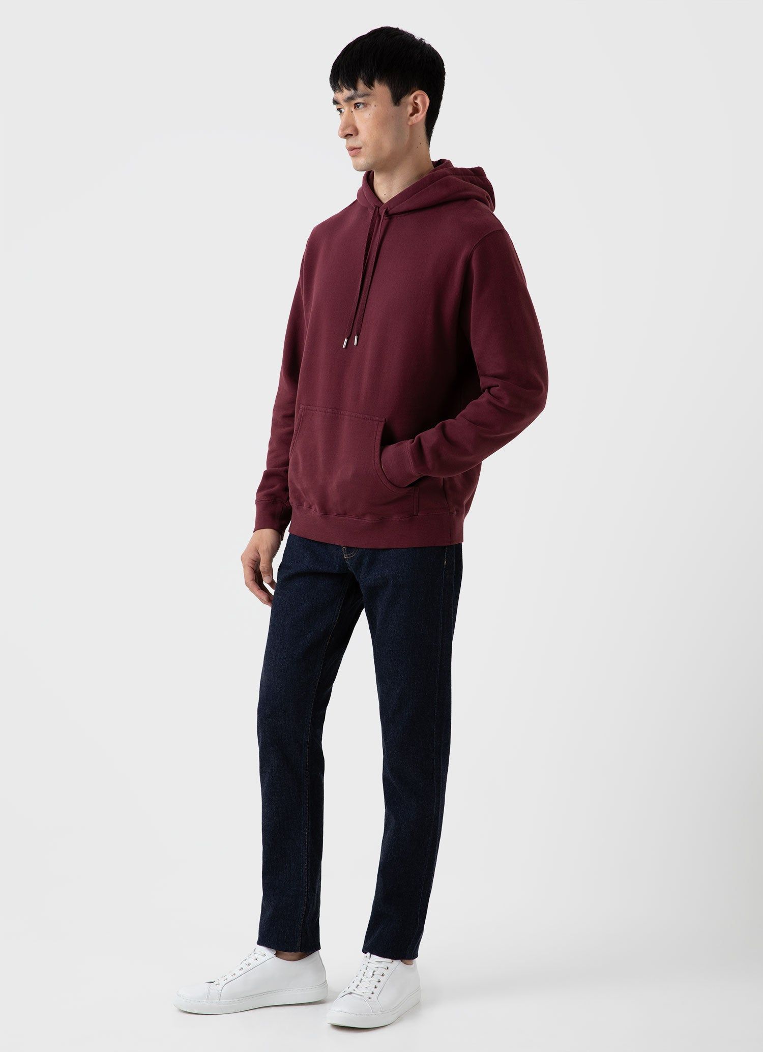 Men's Loopback Hoody in Vino sold by Sunspel product image thumbnail 3