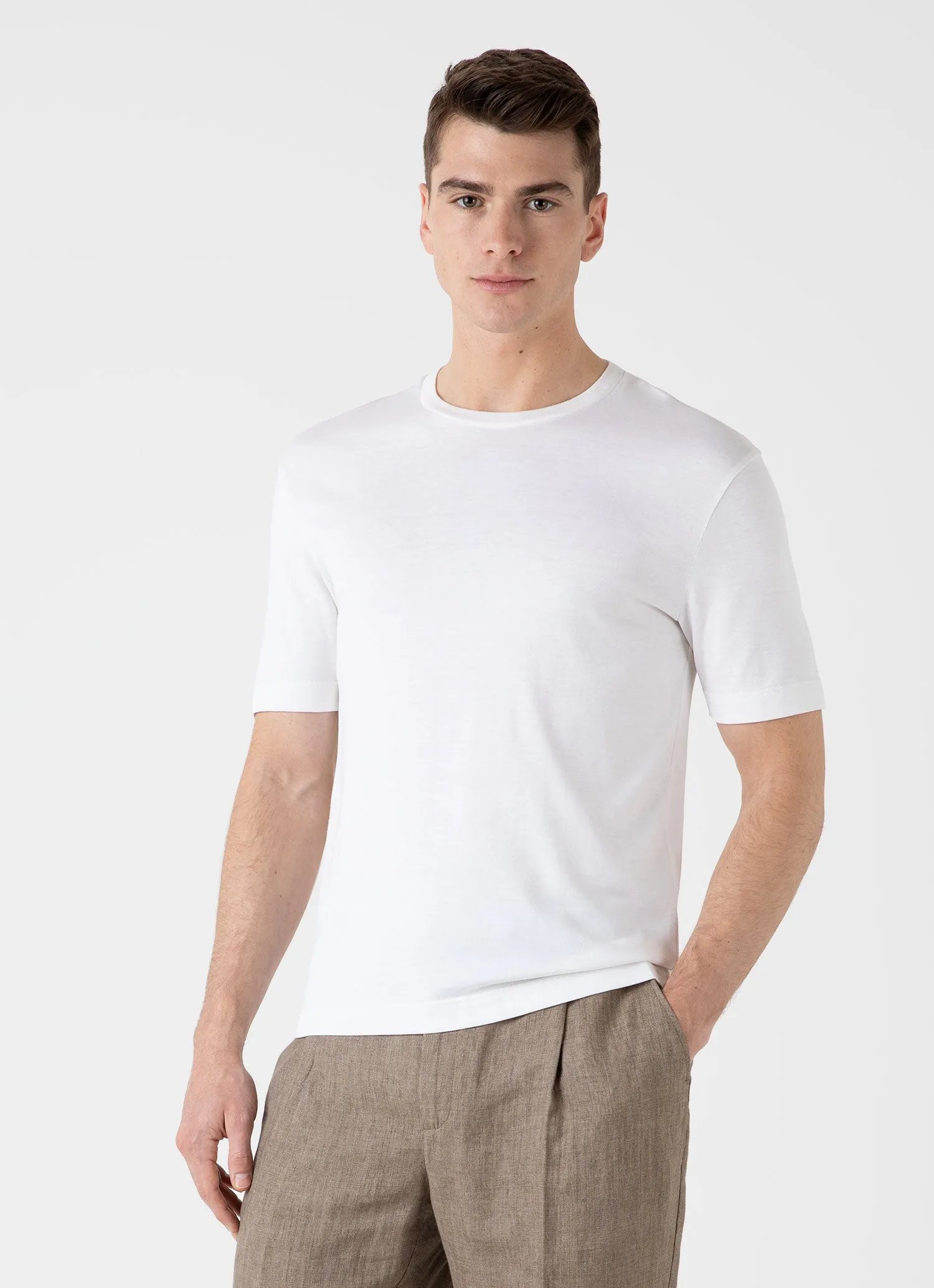 Men's Silk Cotton T-shirt in White sold by Sunspel product image thumbnail 2